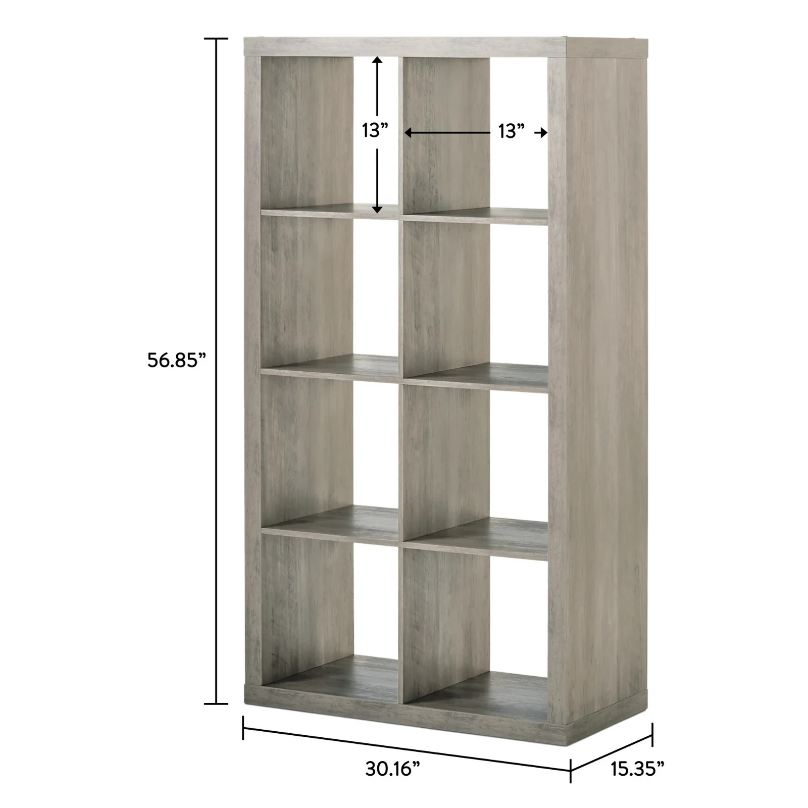 Large 8-Cube Open Storage Organizer Shelves Bookcase, Easy Assembly, Rustic Gray