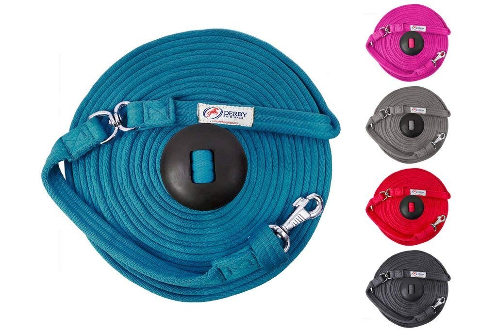 Premium Horse Training Super Soft Grip Swivel Lunge Line with Rubber Stopper ...