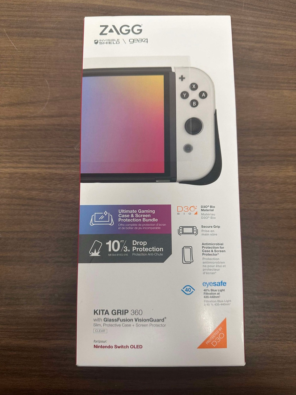 Zagg Kita Grip 360 With GlassFusion VisionGuard Black And Clear For Nintendo 1E