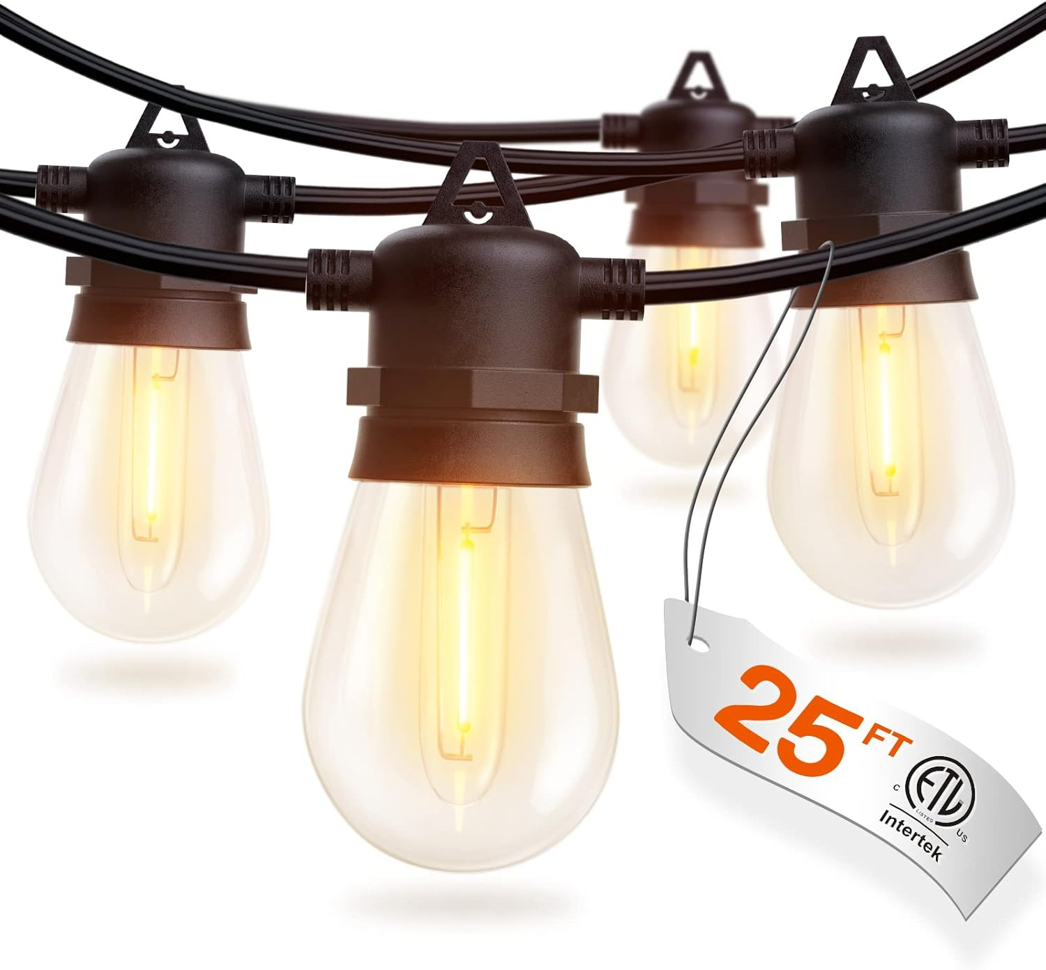 addlon 25FT LED Outdoor String Lights with Edison Shatterproof Bulbs, Heavy-Duty
