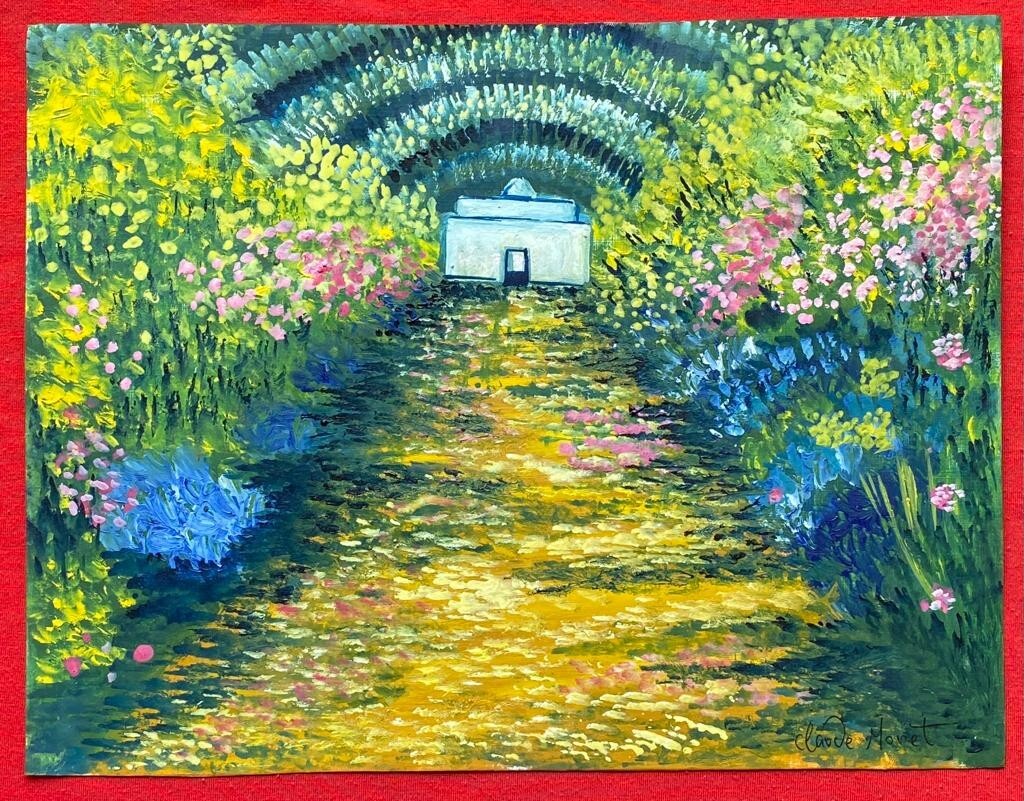 Claude Monet (Handmade) Oil Drawing On old Paper Signed & Stamped