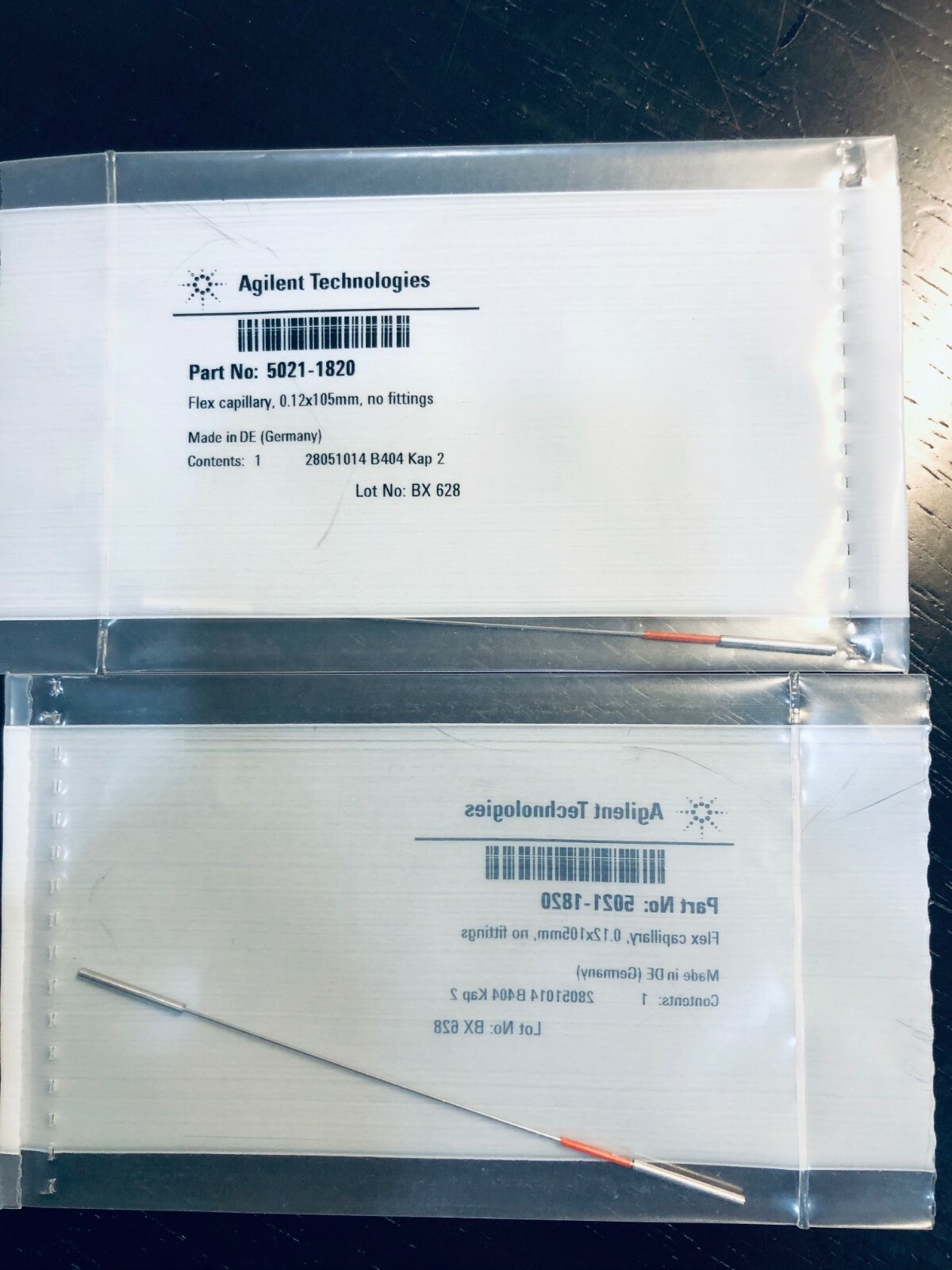 Agilent Part # 5021-1820 Tubing, stainless steel, 0.12 mm id, 105 mm, no fitting