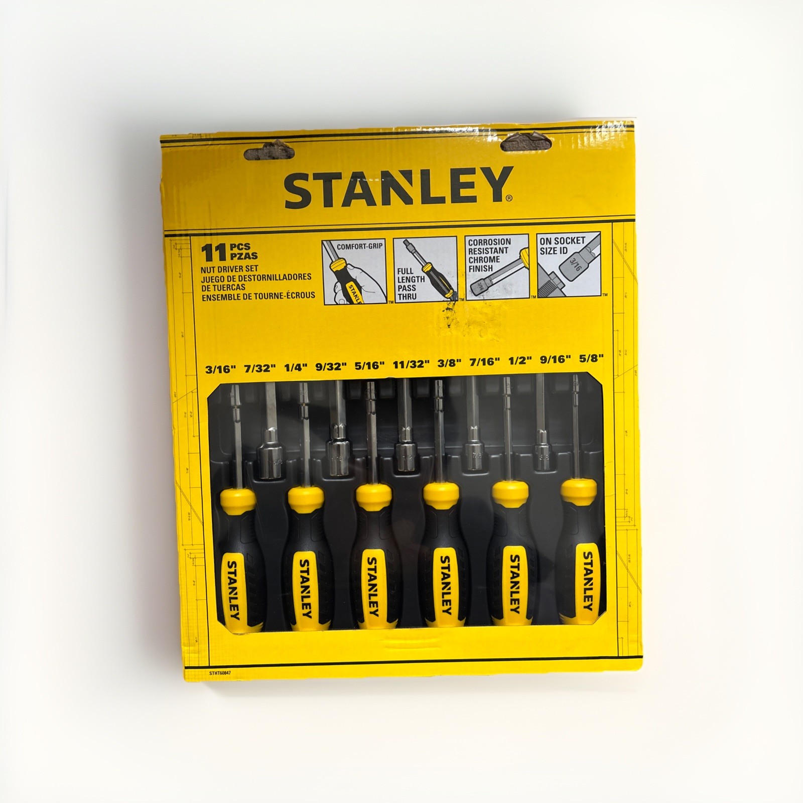 Stanley SAE 11 Piece Nut Driver Complete Set STHT60847 Tools Hardware New In Box