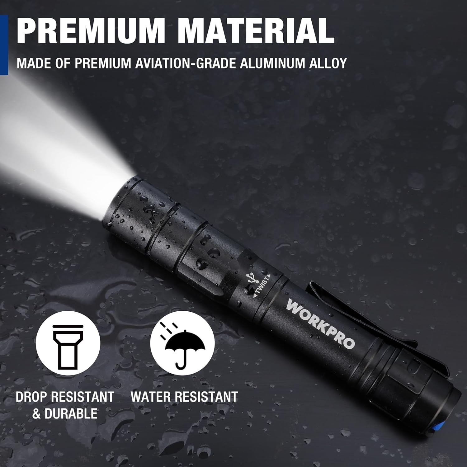 Rechargeable Pen Light, Mini Flashlight 2 Pack Pocket Flashlight 2 x USB C Cable