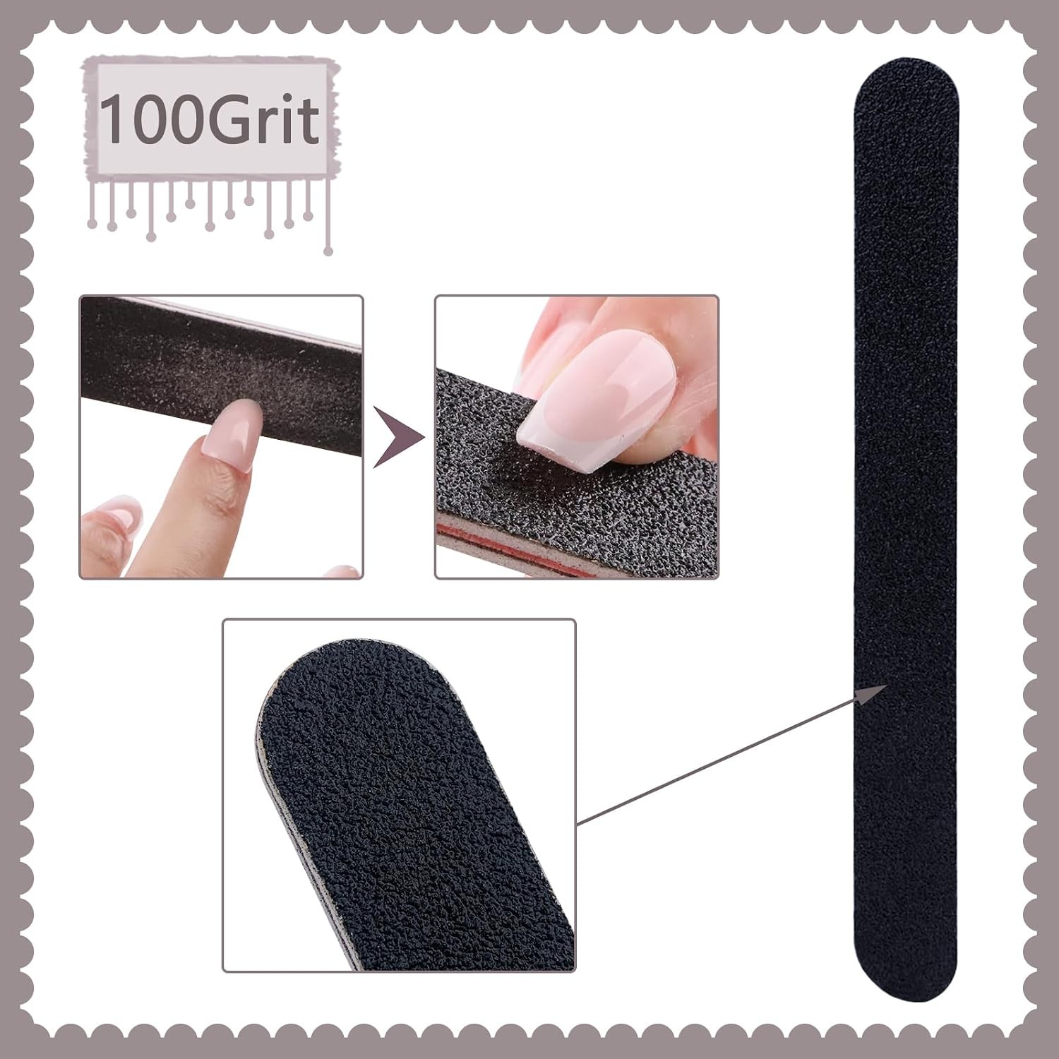 Nail File and Buffer Block, Professional Manicure Tools Kits, 100/180 Grit,