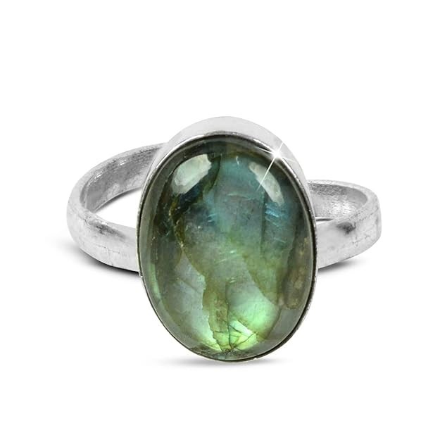 Natural Rainbow Labradorite Gemstone Ring 925 Silver Handmade Adjustable Ring