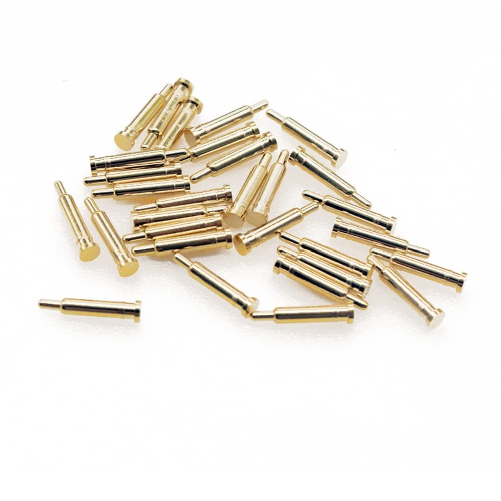 Treedix 30PCS Gold Plated Spring Loaded Thimble Pogo Pins Probes 9mm, Yellow