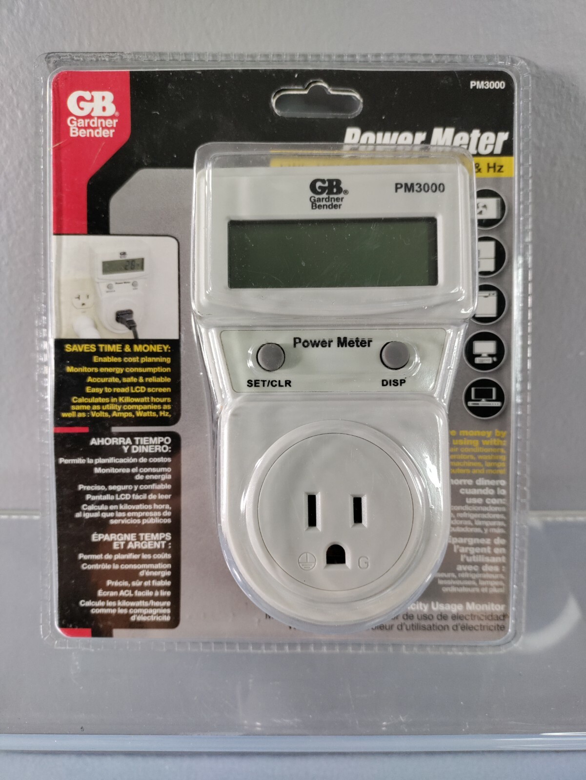 NEW GARDNER BENDER POWER METER ENERGY ELECTRICITY USAGE MONITOR PM3000 Grey