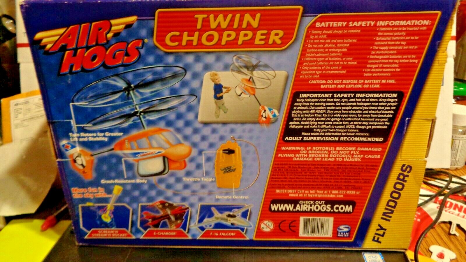 Rare Air Hogs Twin Chopper Air EZ2 Fly W/BOX WORKS