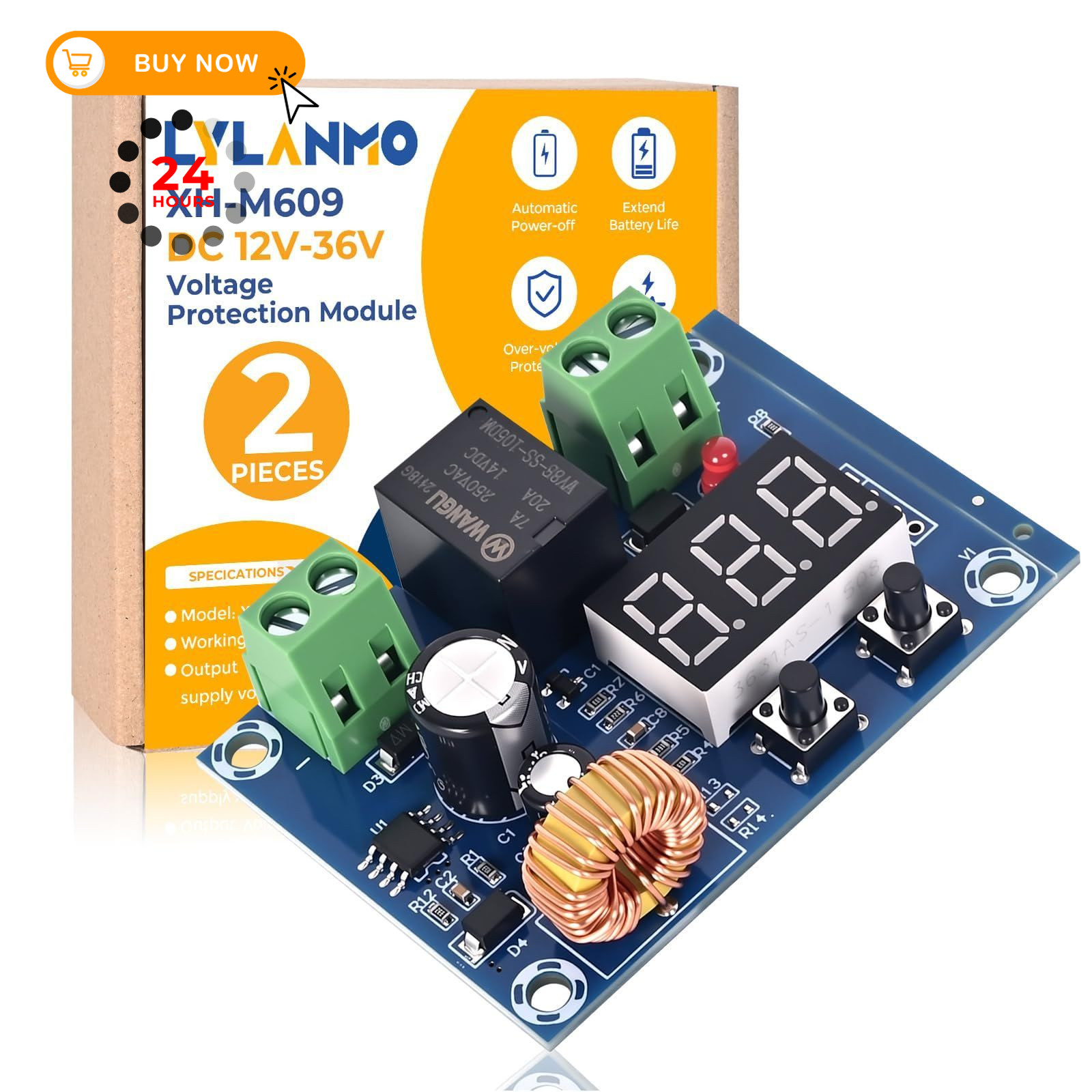LYLANMO 2PCS DC Voltage Protection Digital Low Protector blue