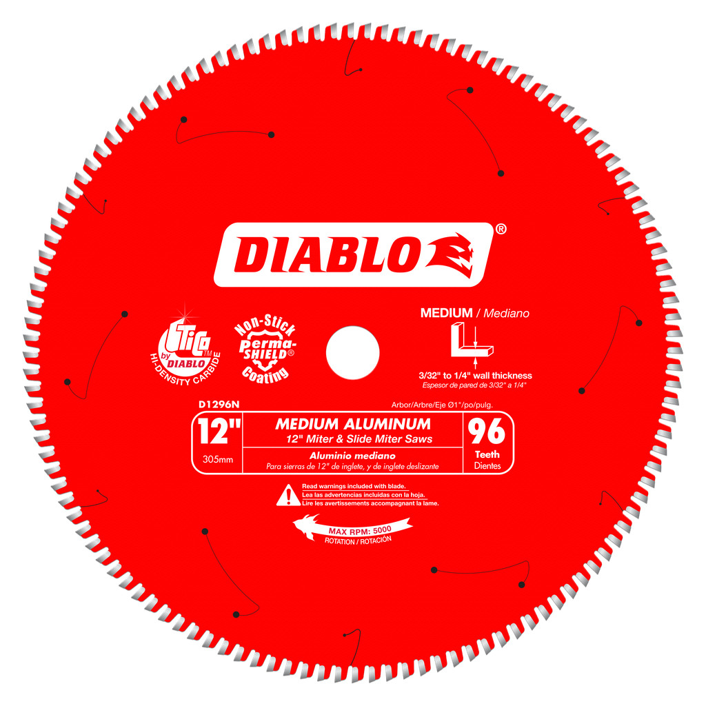 12 in. X 96 Tooth Medium Aluminum Saw Blade - D1296N