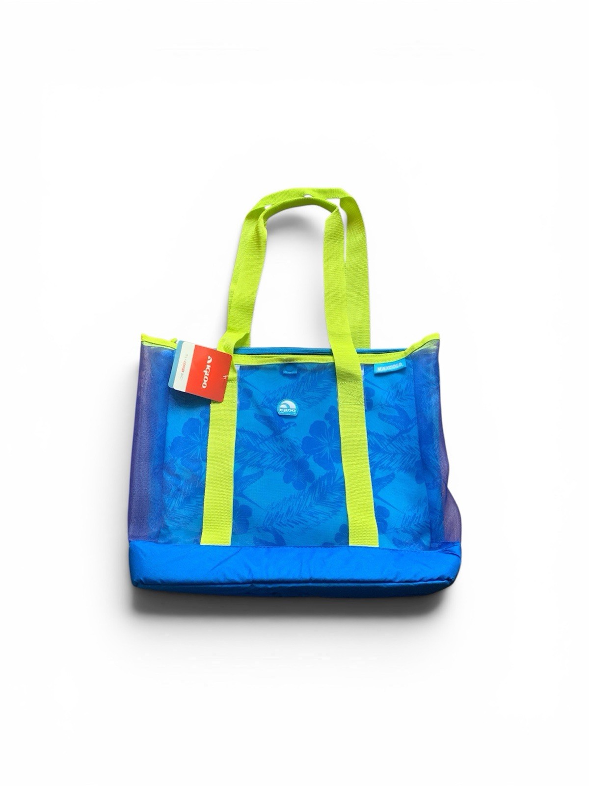 Igloo Dual Compartment Cooler Beach Tote Bag Blue Tropical Floral NWT