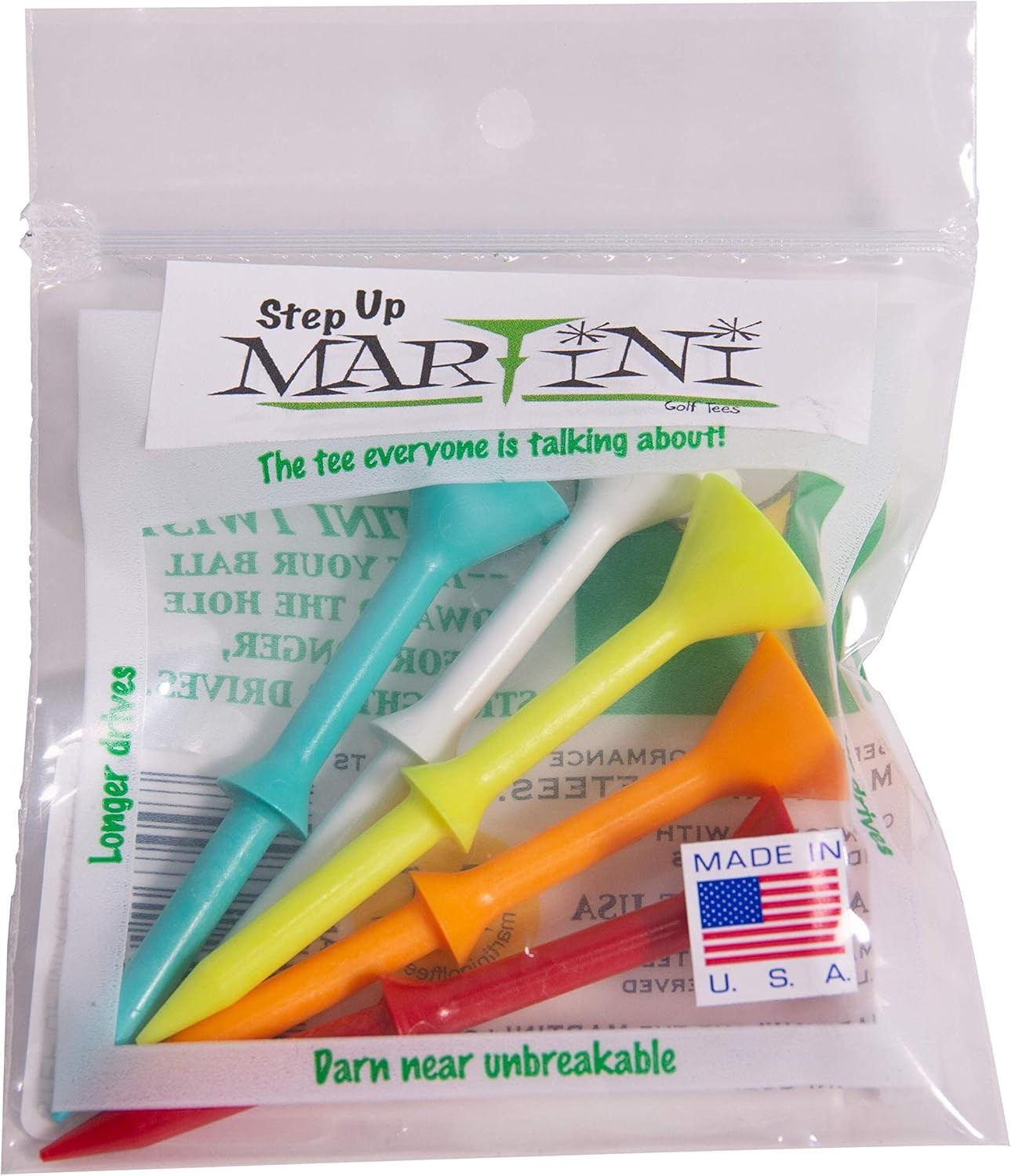 Durable 3.25" Golf Tees DMT007 - Assorted Colors (5 Pack)