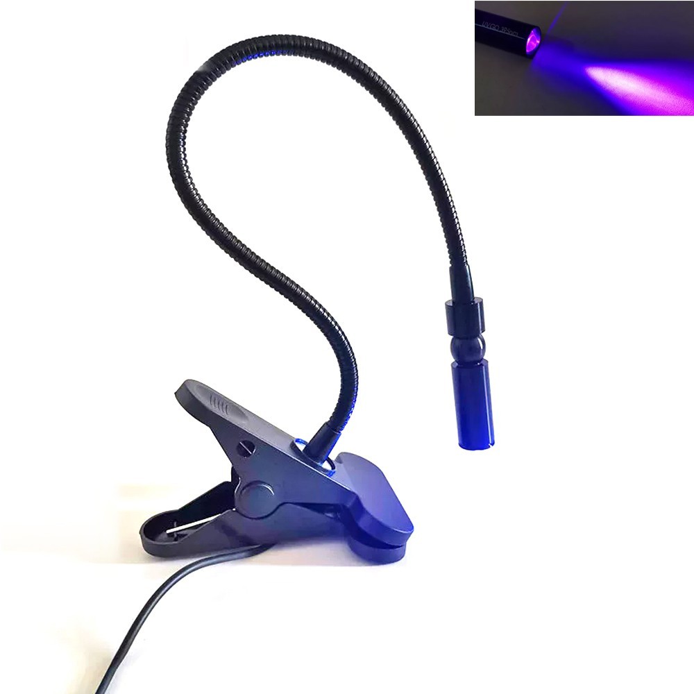 365nm 395nm 3W Ultra-Focused Spot LED High-Energy UV Curing Lamp with clamps