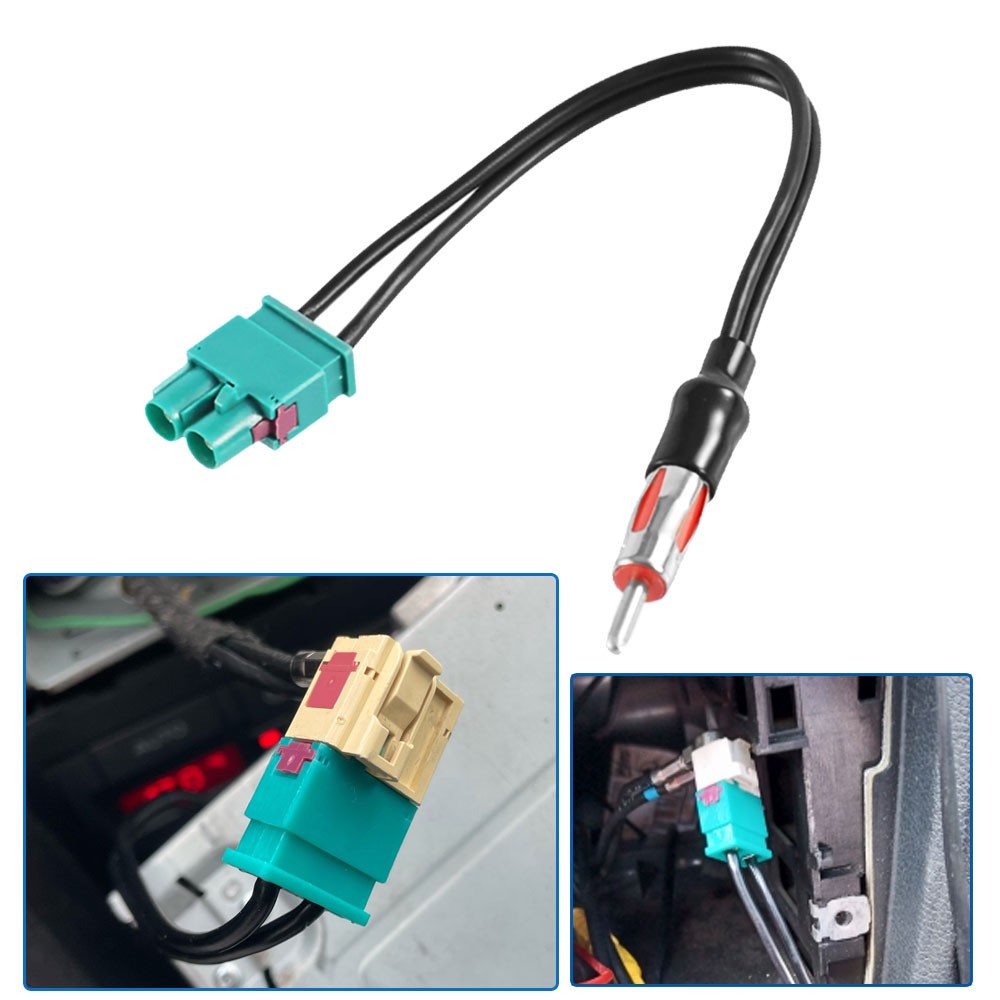 1x Double Dual Male FAKRA To DIN Male Aerial Adapter Antenna Radio Cable Plug