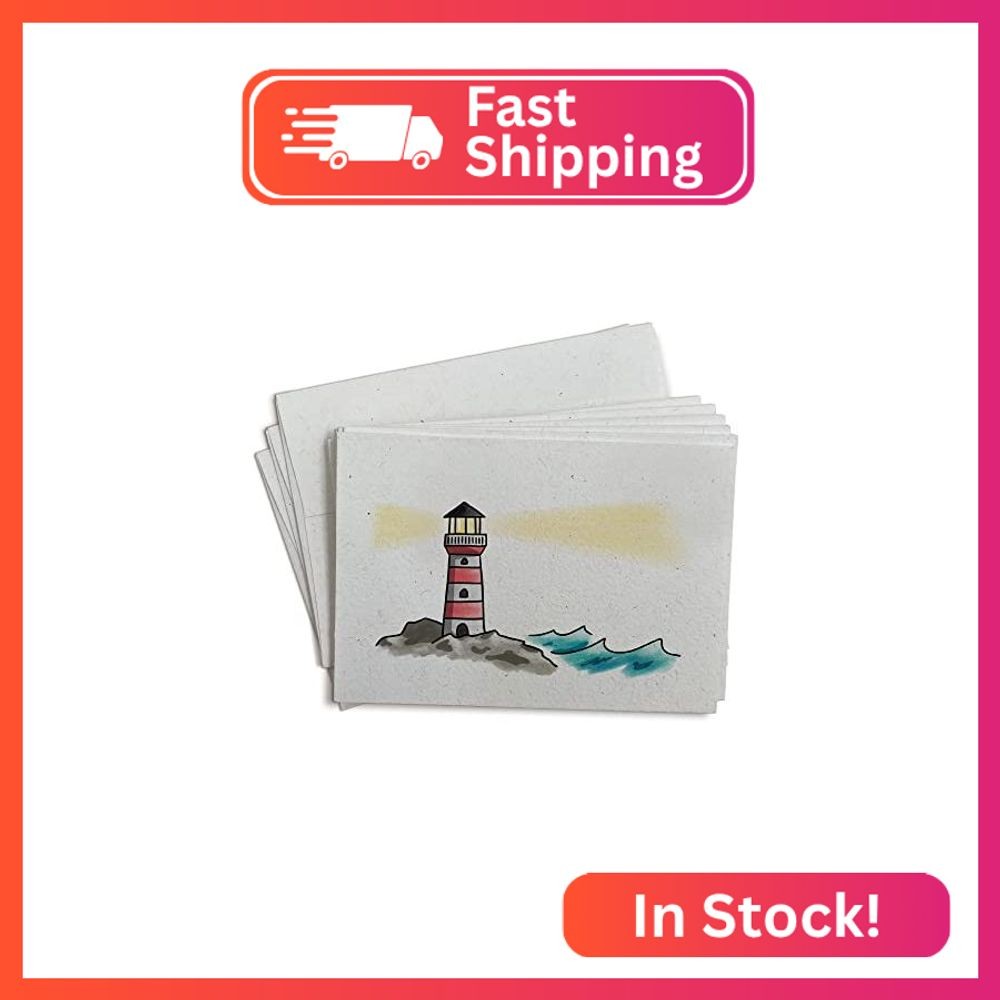 Sugartown Greetings Coastal Lighthouse Cards - 24 Lighthouse Note Cards with Env