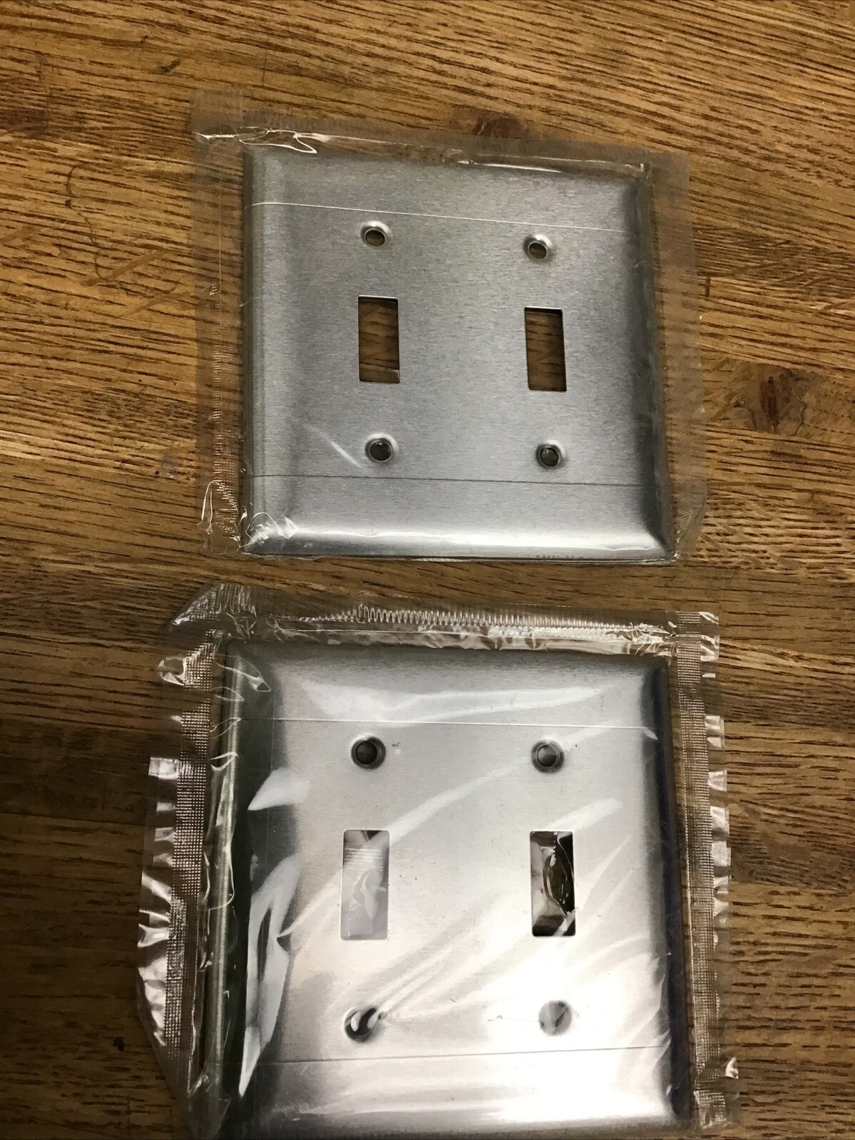 (2 pc) NEW Toggle Switch 2-Gang Brushed Finish Stainless Steel Wall Plate Cover