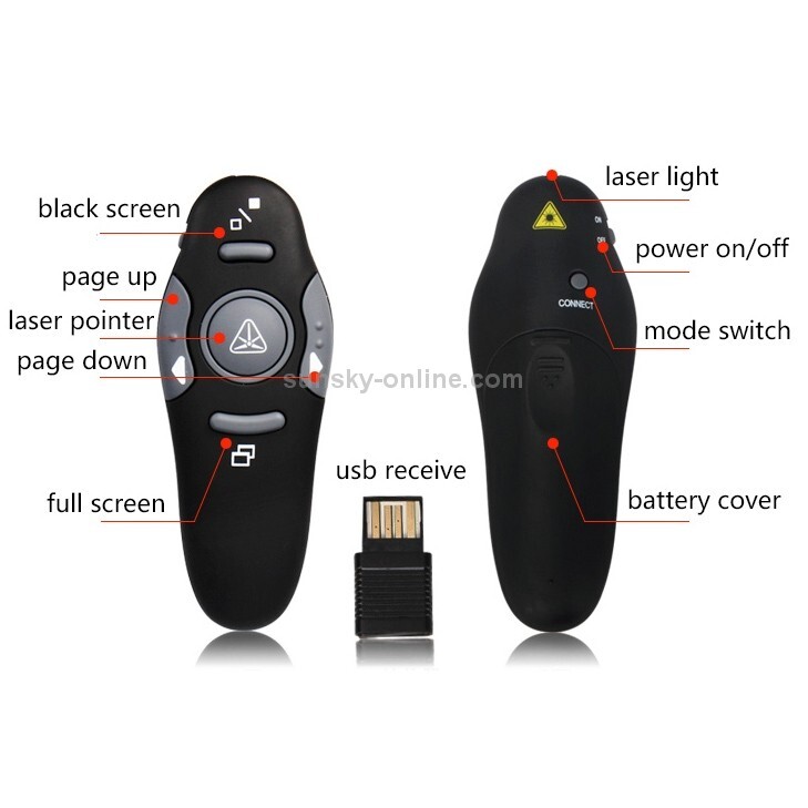 Presentador multimedia con puntero láser y receptor USB para proyector / PC