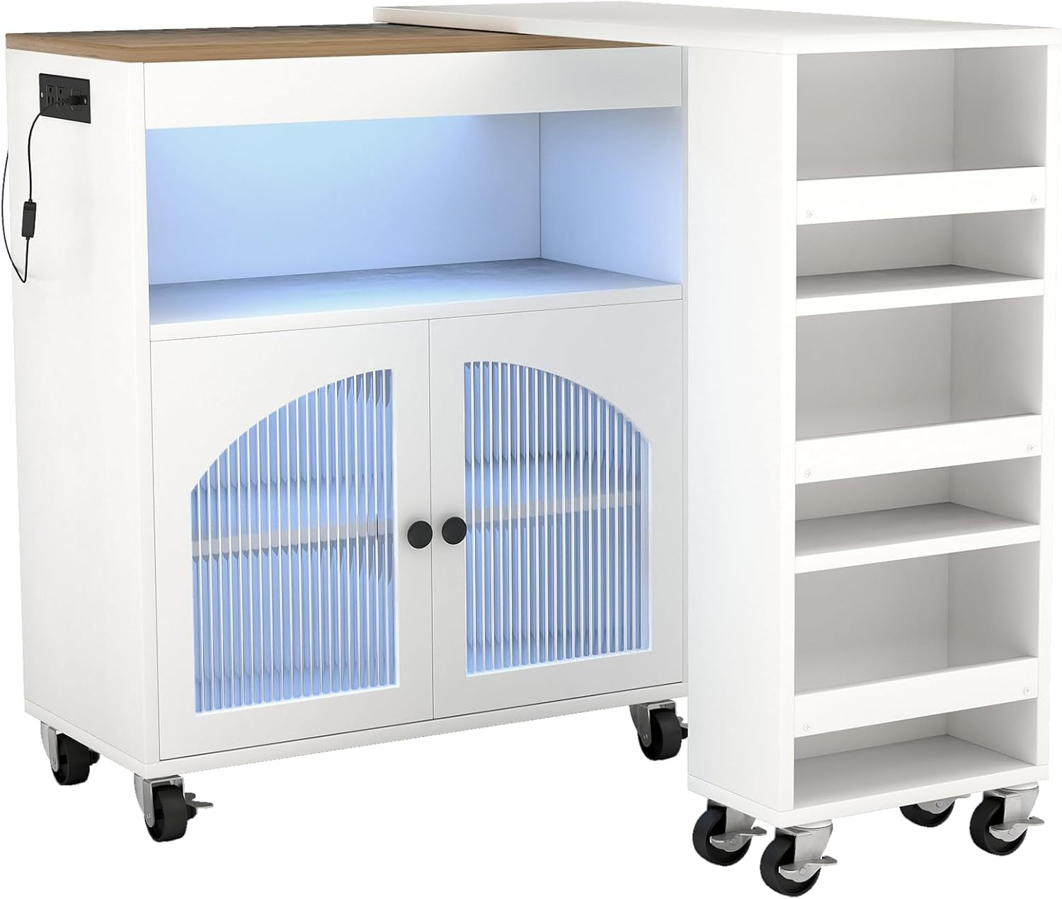 41'' Rolling Kitchen Island Cart with Storage - Versatile White Table on Wheels