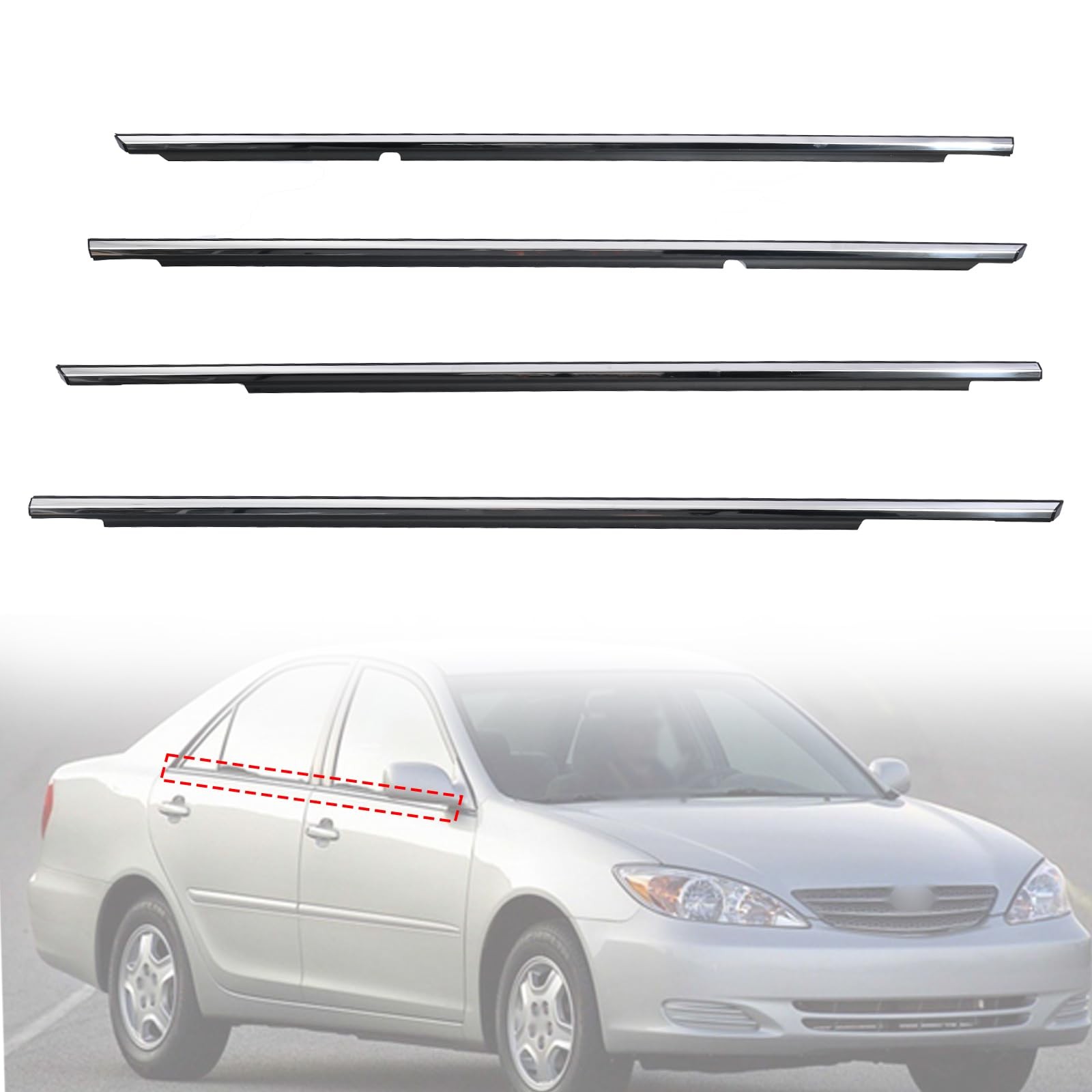 Weatherstrip Window Trim Seal for Toyota Camry 20022006  4 Pcs Set
