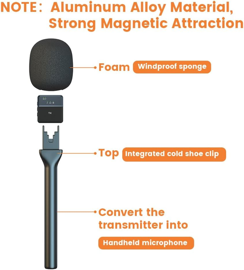 Mic Handle for DJI RODE Microphone Handheld Stand for Wireless GO, Interview Mic