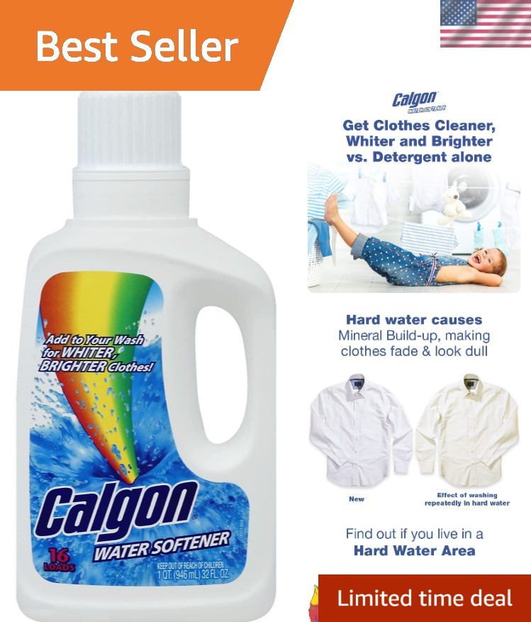 Water Softener Liquid for Hard Water Treatment, 32 oz. - Whiter, Softer Clothes