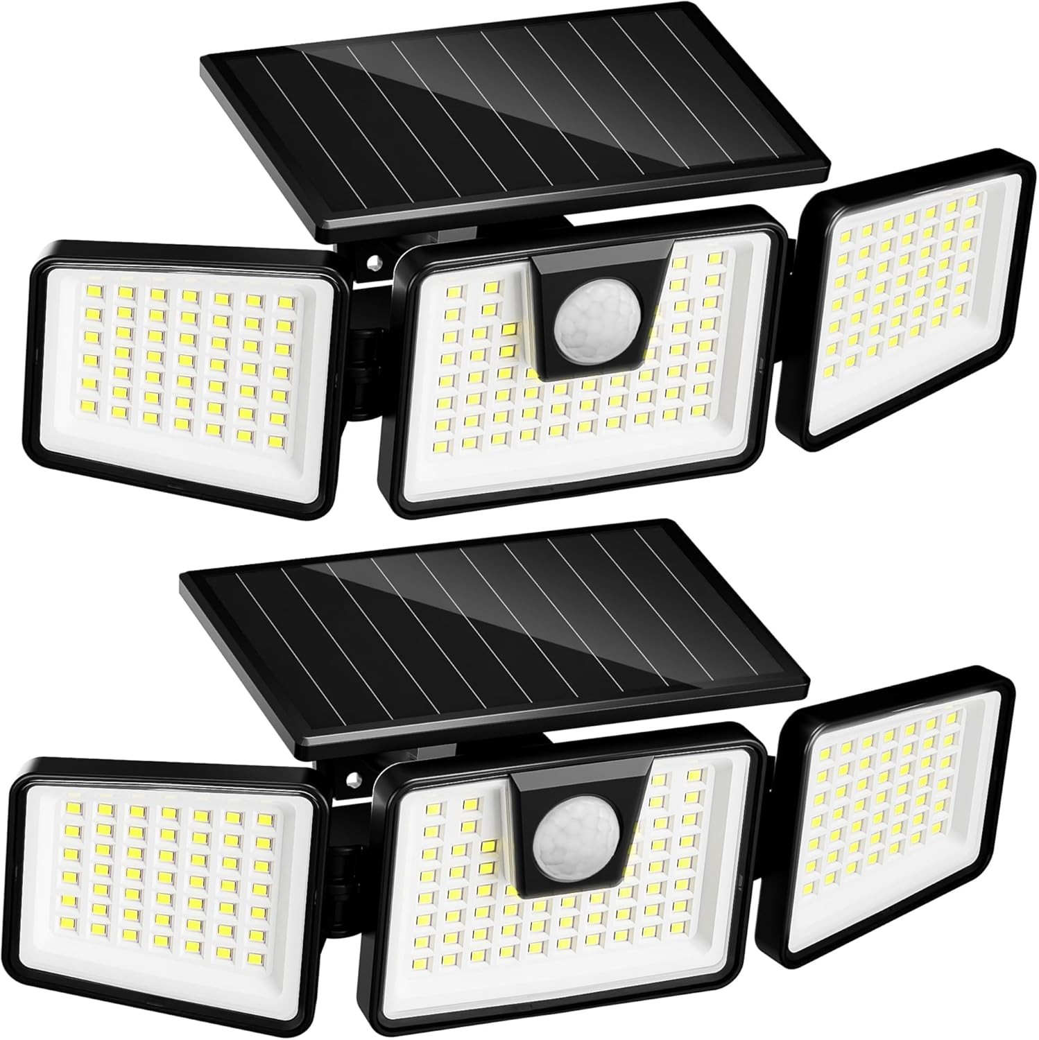 INCX Solar Lights Outdoor Waterproof, 3000 LM 156 LED Motion 2 Pcs, Black