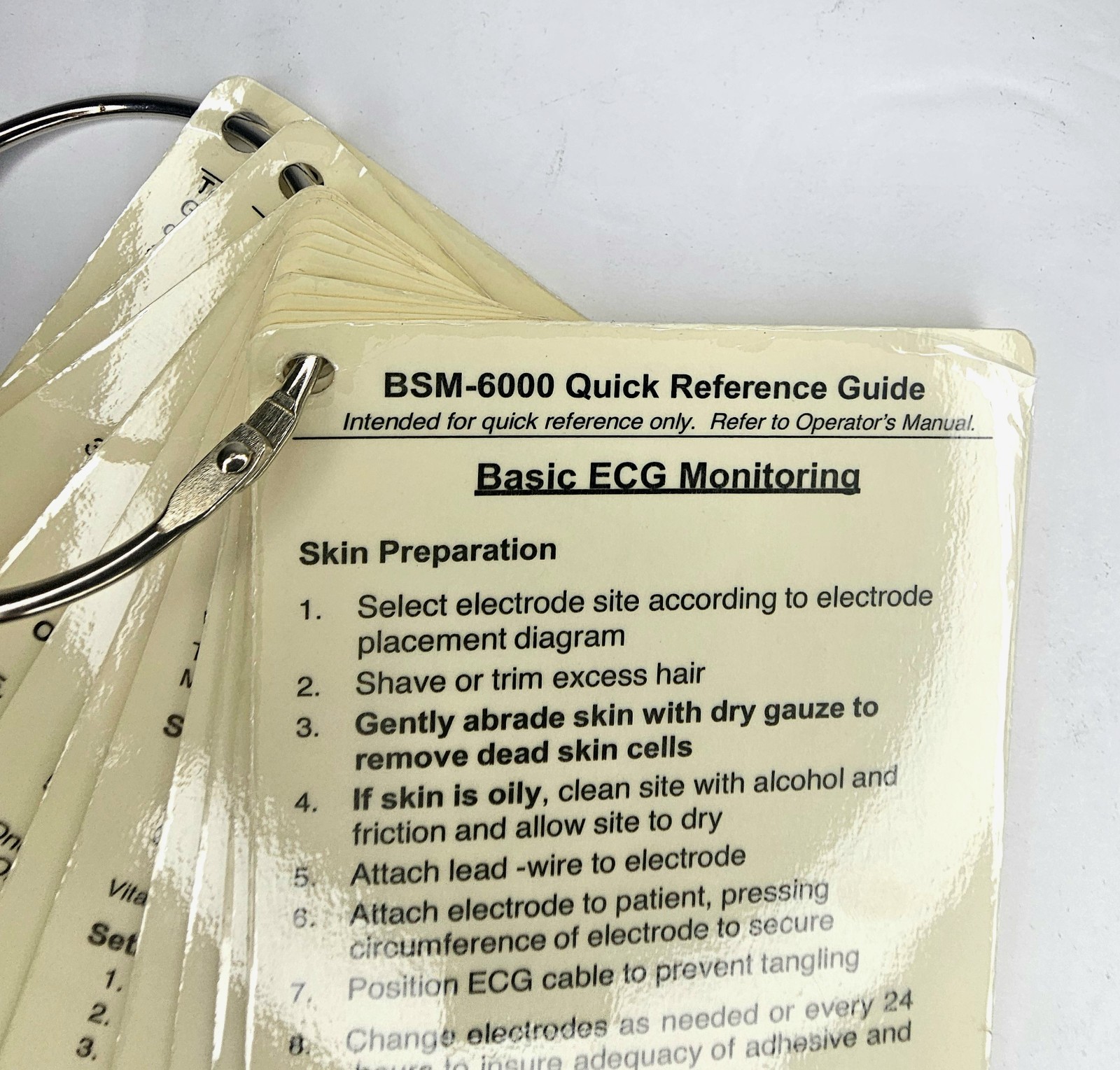 Nihon Kohden BSM-6000 Quick Reference Guide ECG Monitor Flip Cards 90192D