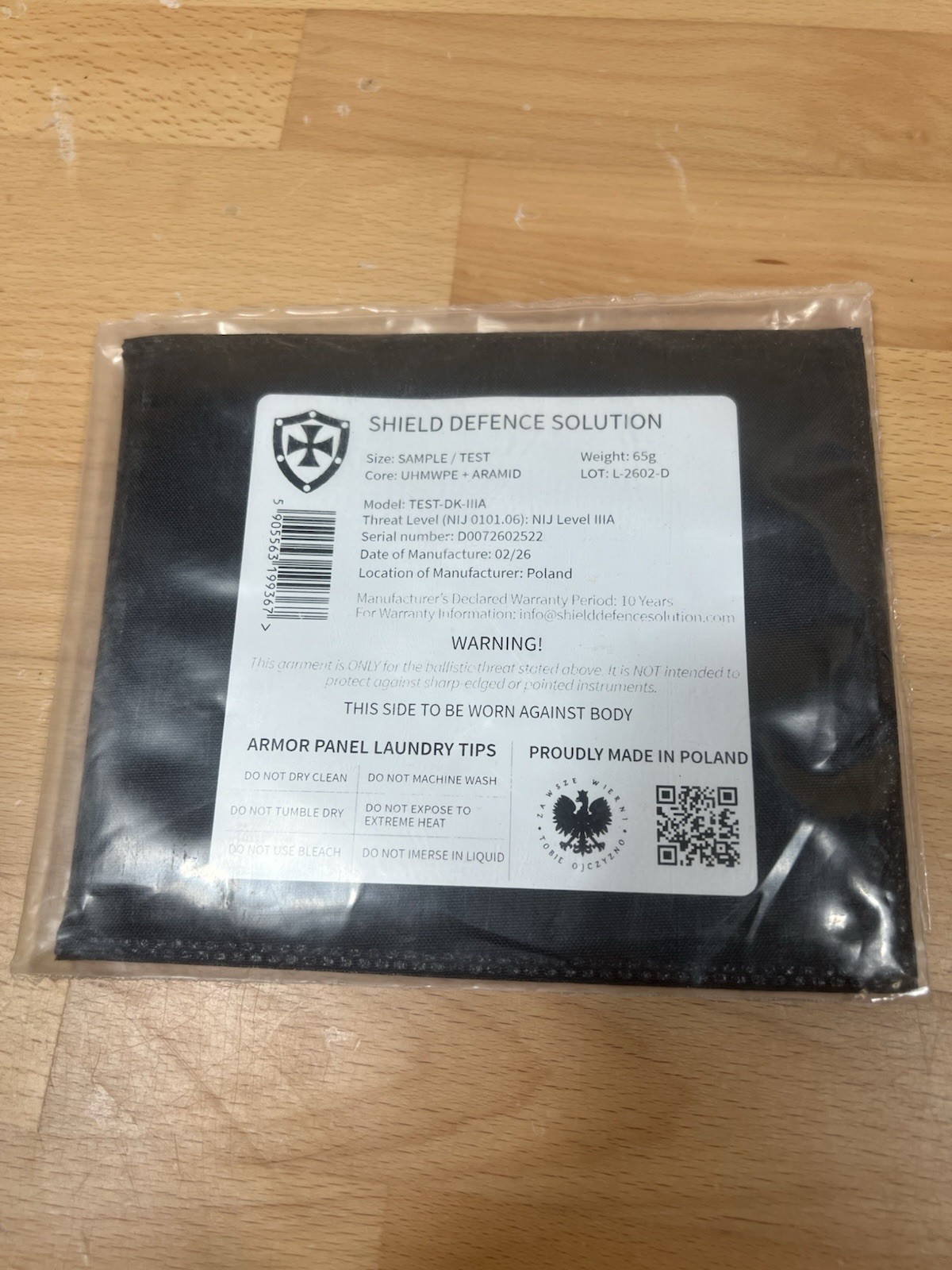 6"x5.5” Bulletproof Soft Armor Insert Test/Sample NIJ IIIA UHMWPE+ARAMID