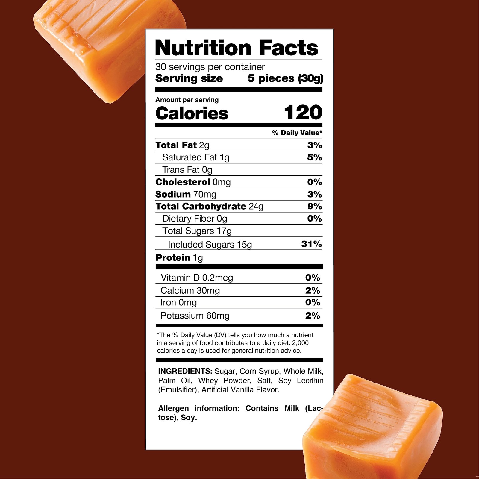 Caramel Cubes Candy - 2 Pound Bulk Pack (About 150 Count) - Individually Wrapped