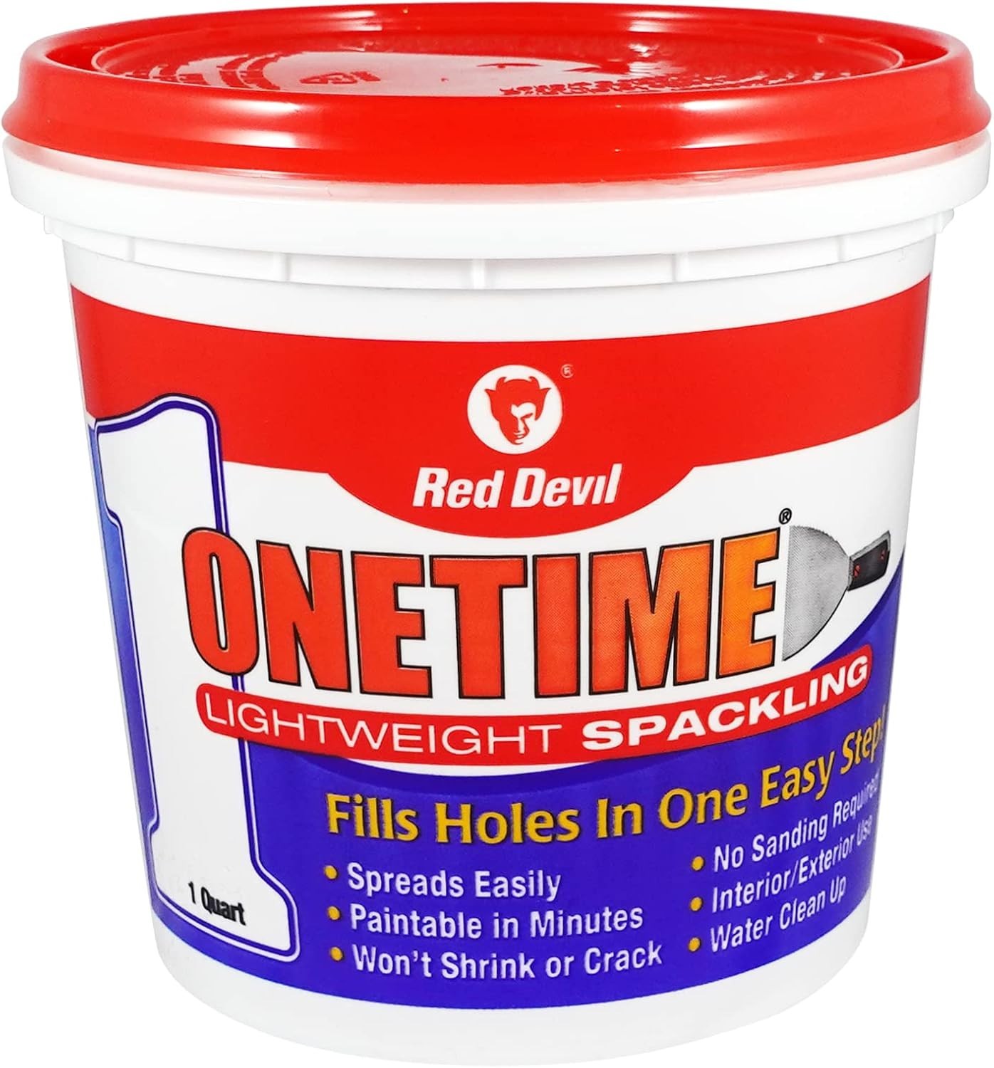 Versatile ONETIME Lightweight Spackle for Easy Drywall & Plaster Repair, 1 Quart