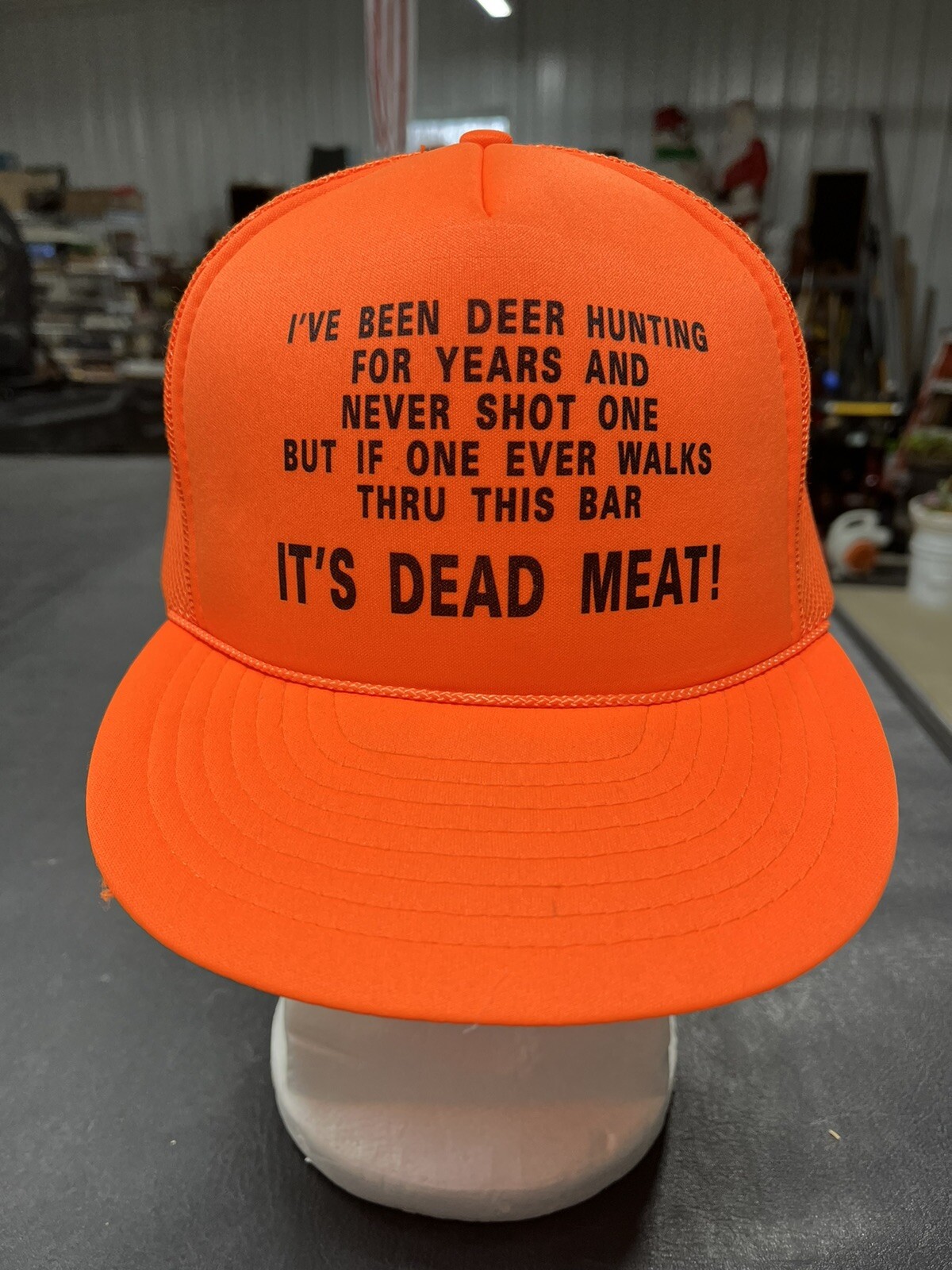 Orange Vintage Trucker Hat Deer Hunting Snapback Mesh Foam Interior
