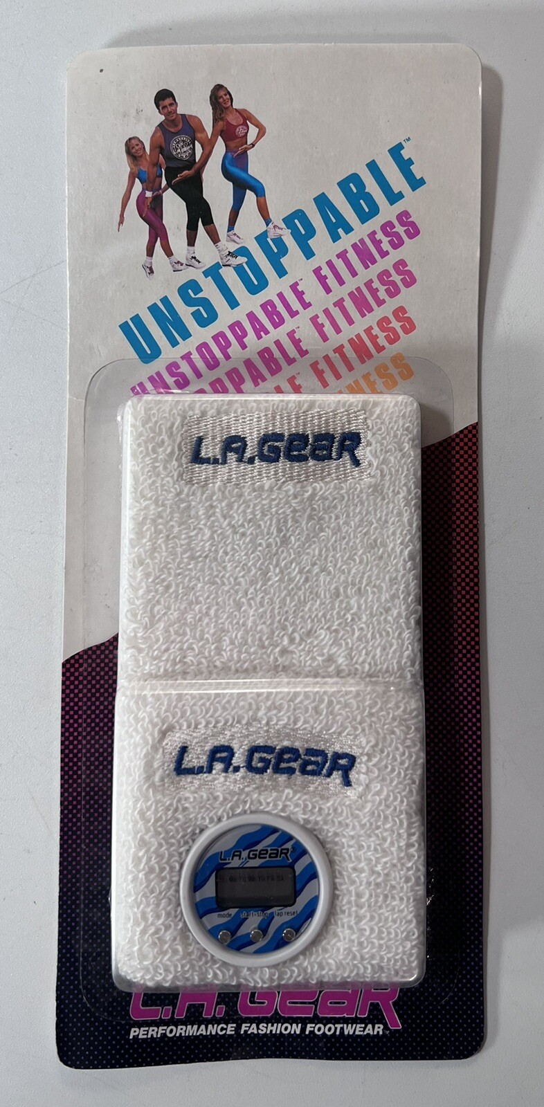 Vintage L.A Gear 1980s 90s Sweat Bands Wrist Built In Stop Watch New Sealed
