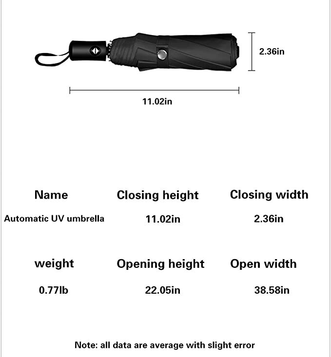 Divine YLL Folding Automatic Open&Close Umbrella Black, Wind & Water & UV Proof