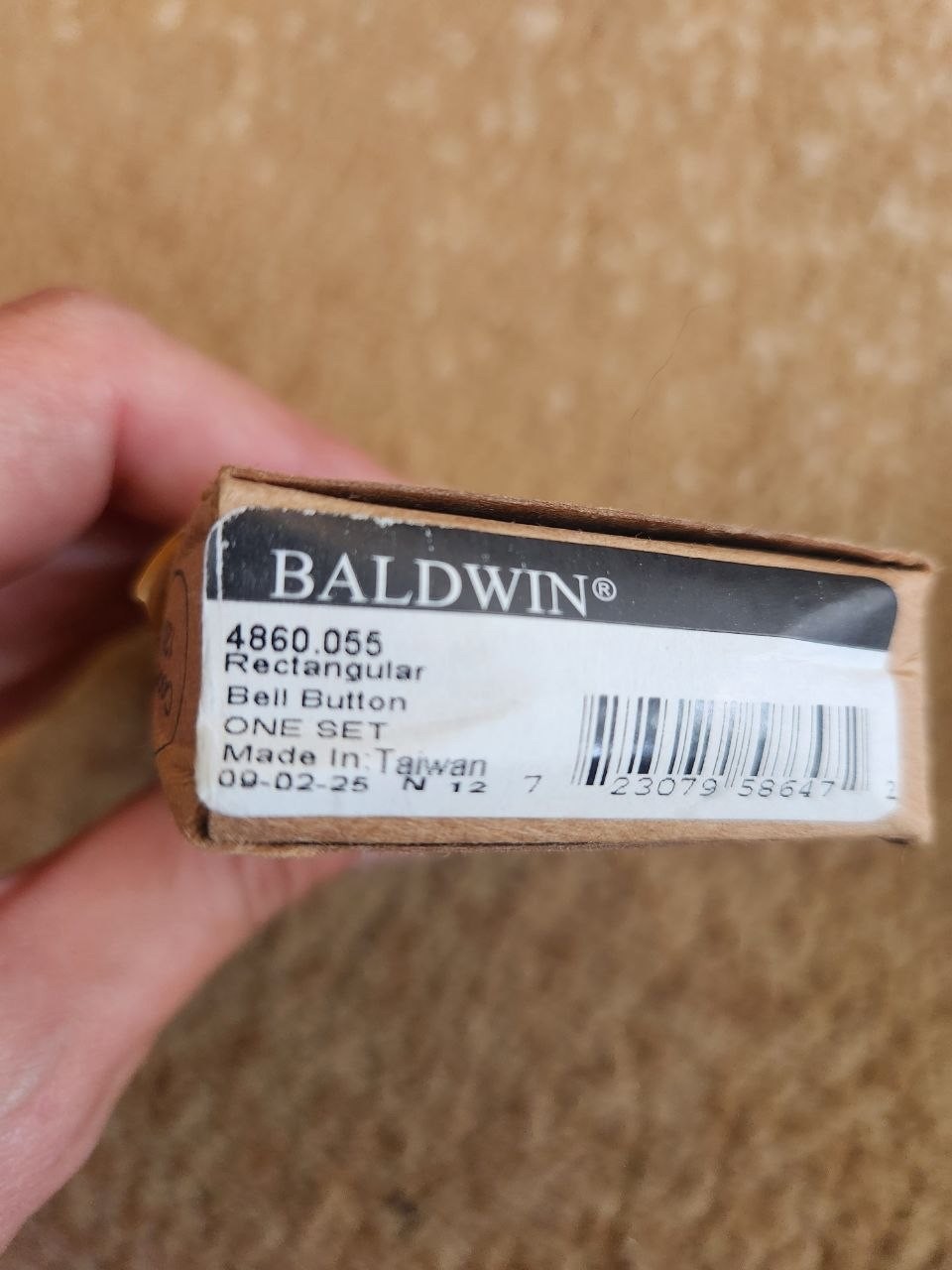 Baldwin 4860 Rectangular Illuminated Bell Button Polished Nickel 4860.055