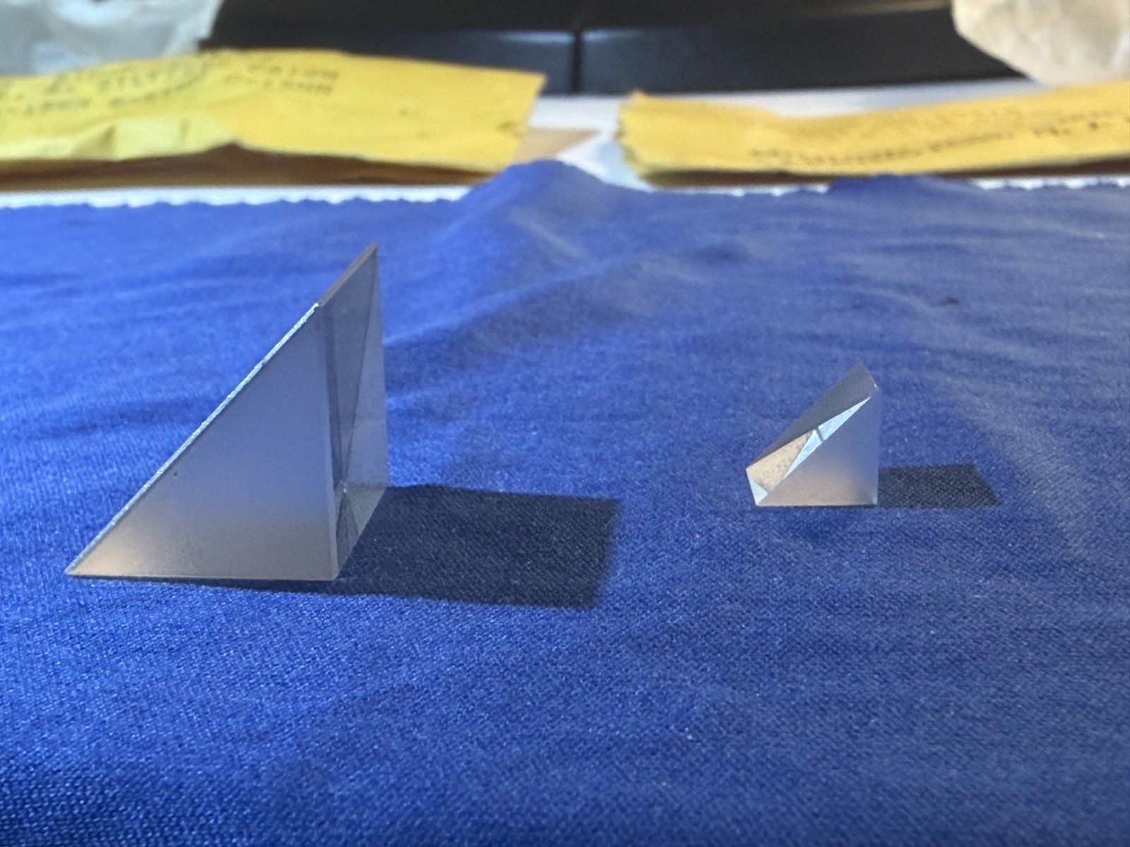 Vintage Edmund Scientific Right Angle Prism Set 30575 & Silvered Prism 3309
