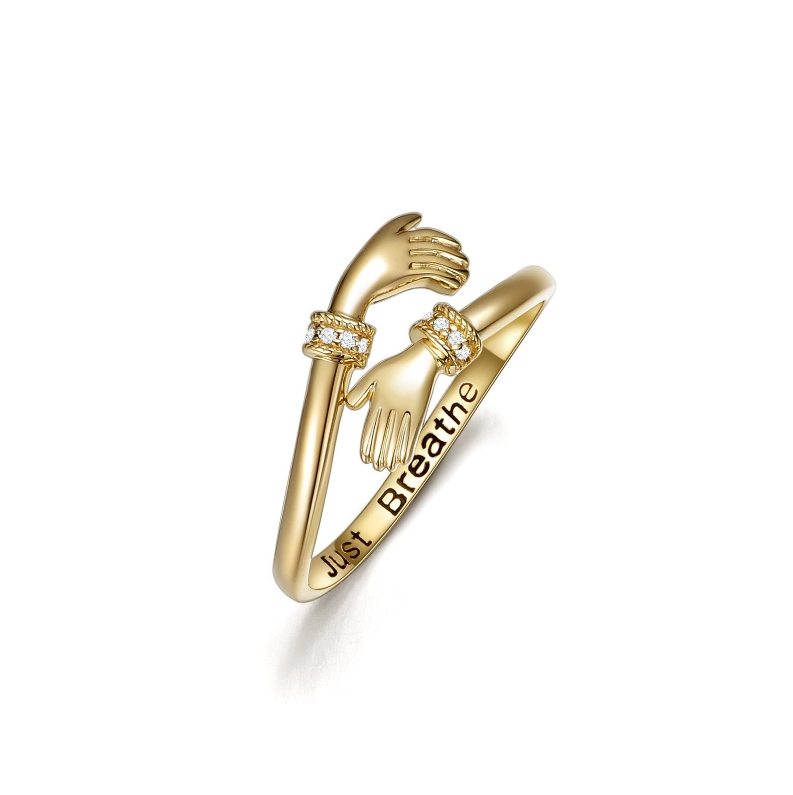 KECHO Gold Hug Ring for Her Women Yellow Gold Adjustable Hug Hand Rings Jewel...