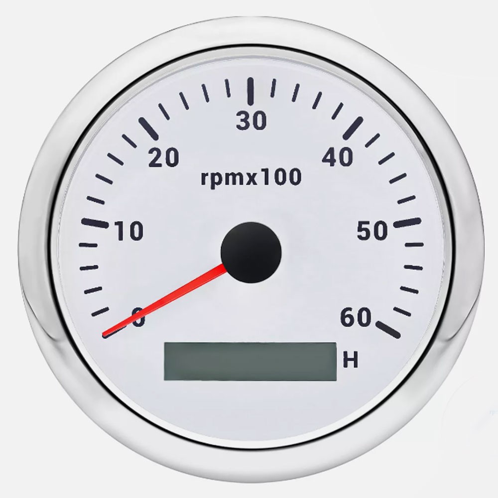 85mm 7 Colors LED Waterproof Tachometer Gauge 0-6000RPM for Boat Car Truck White