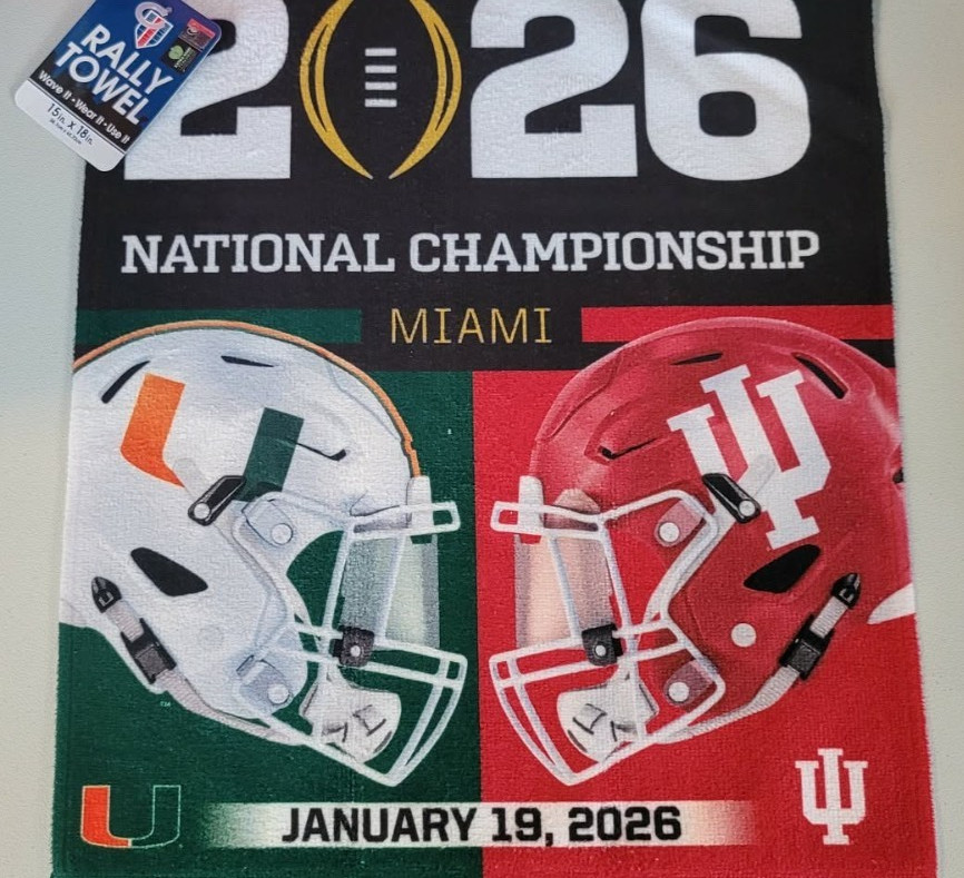 2025 2026 National Championship Miami Indiana 15x18 Dueling Rally Towel