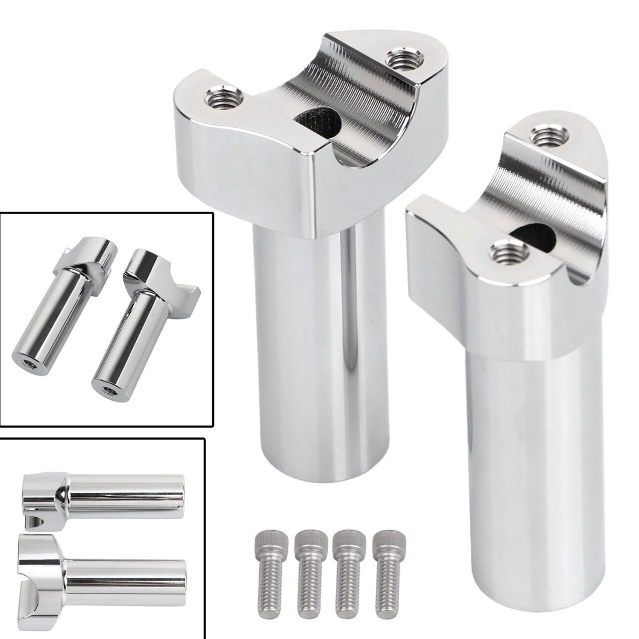 4" Straight Handlebar Risers Chrome For Harley 1" Bar Dyna Softail Road King 883