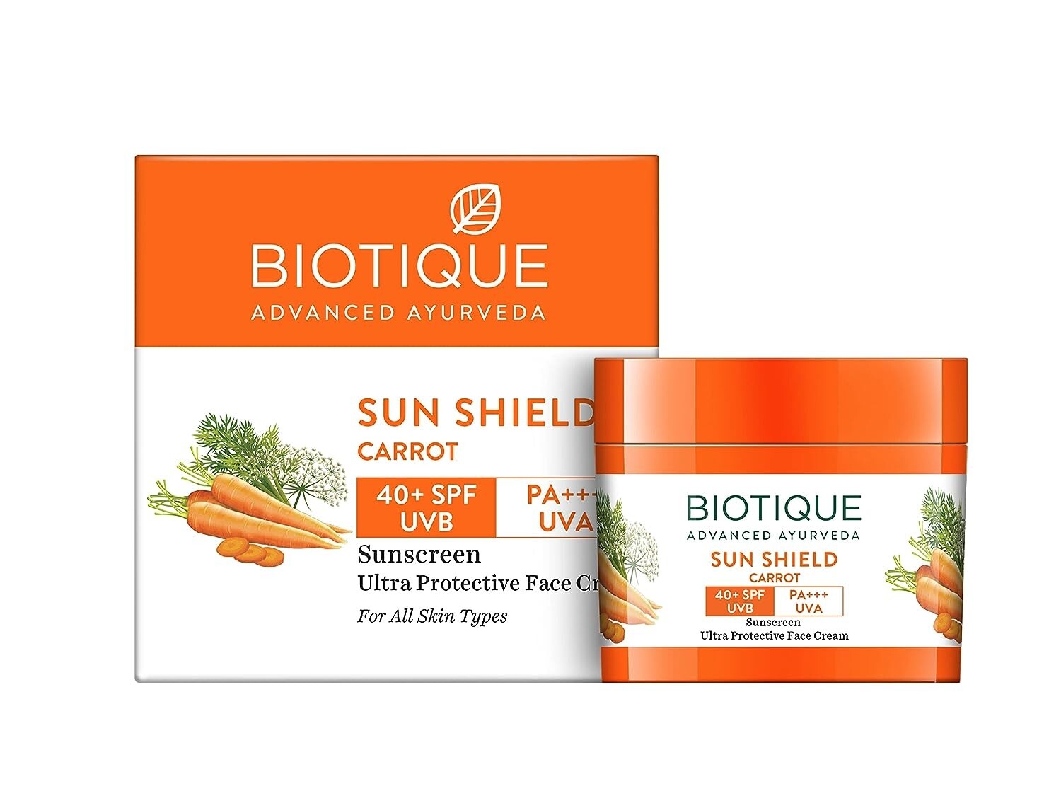 Biotique Ayurveda Bio Carrot Sunscreen Face Cream  SPF 40  50 Gram,