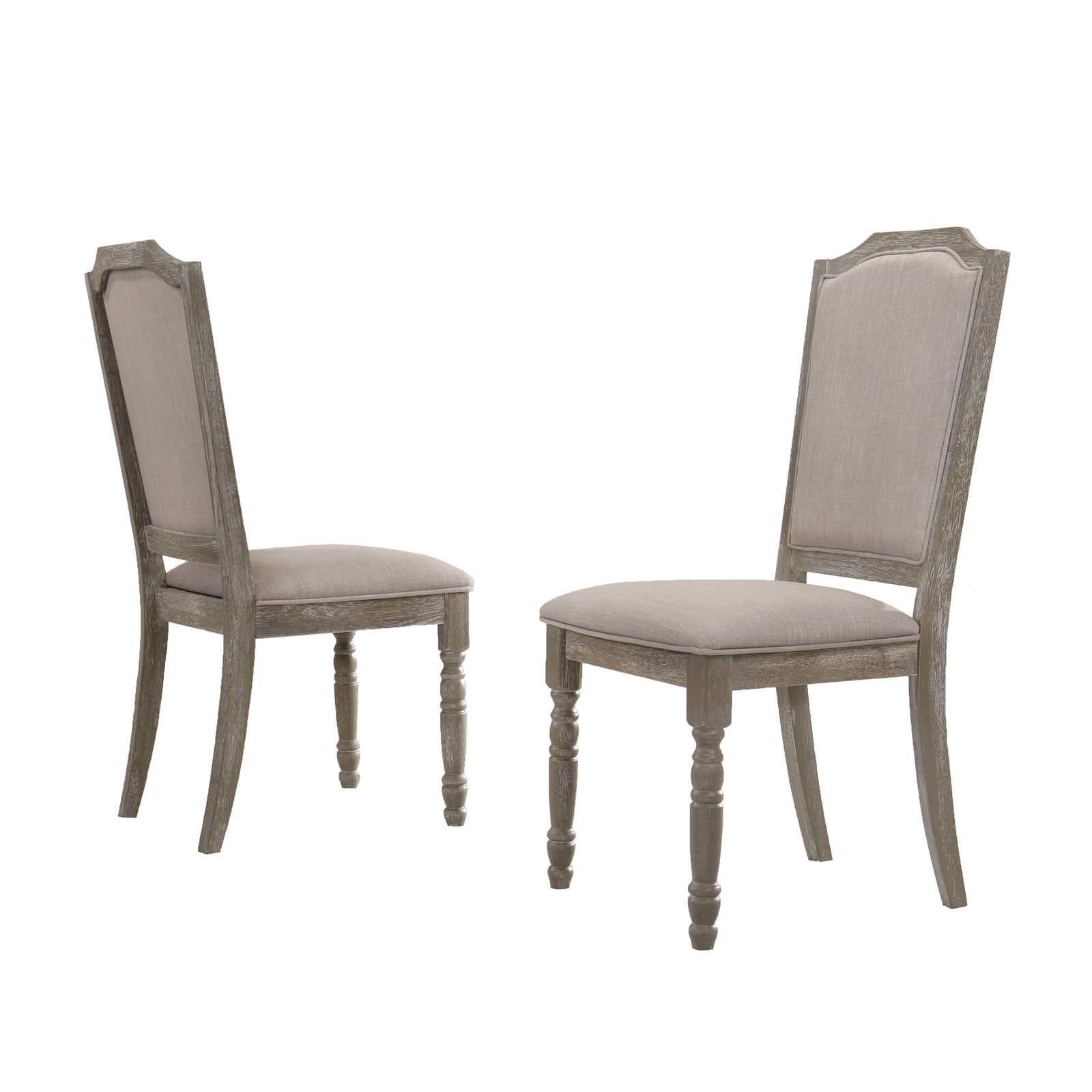 Set of 2 Wood Pedestal Dining Chairs in Reclaimed Gray, Solid Wood Back Chairs