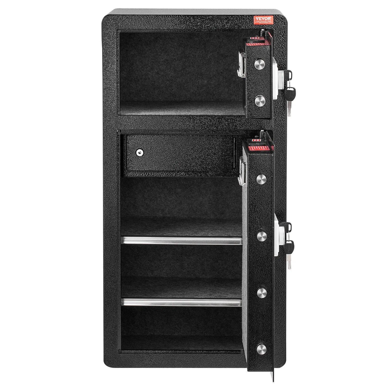Double Doors 5.5 cu.ft Safe Box with Key Lock & Password, Safe Lock Box with Fir
