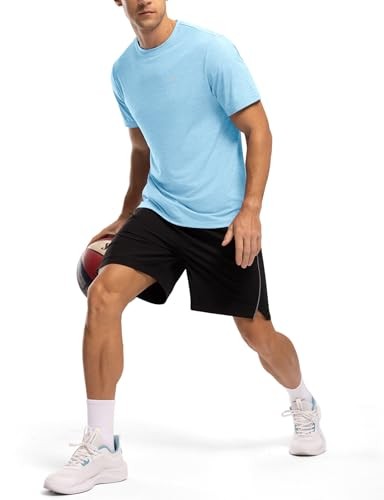 Men's Quick Dry Workout Athletic Shirts Lightweight Tennis Large Sky Blue