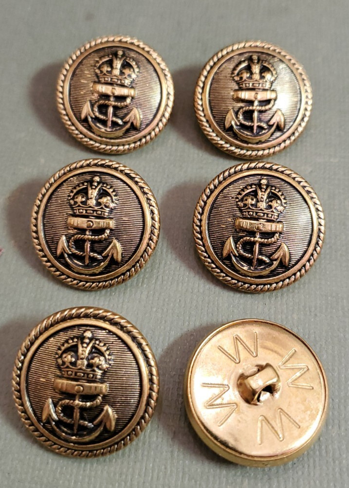 Vintage Metal Anchor Buttons - Set Of 6  32mm D