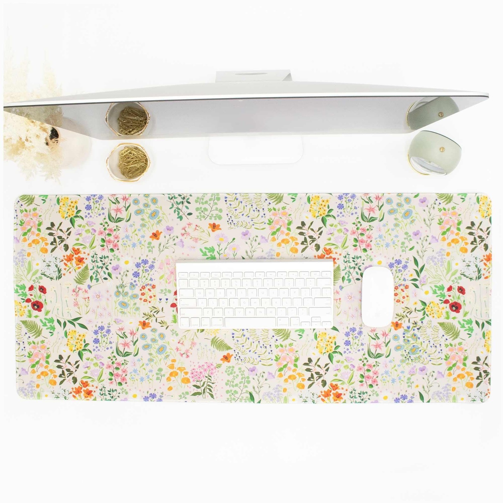 bloom daily planners Desk Pad Mat - XL Extended Mouse 35" x 15.5", Beige