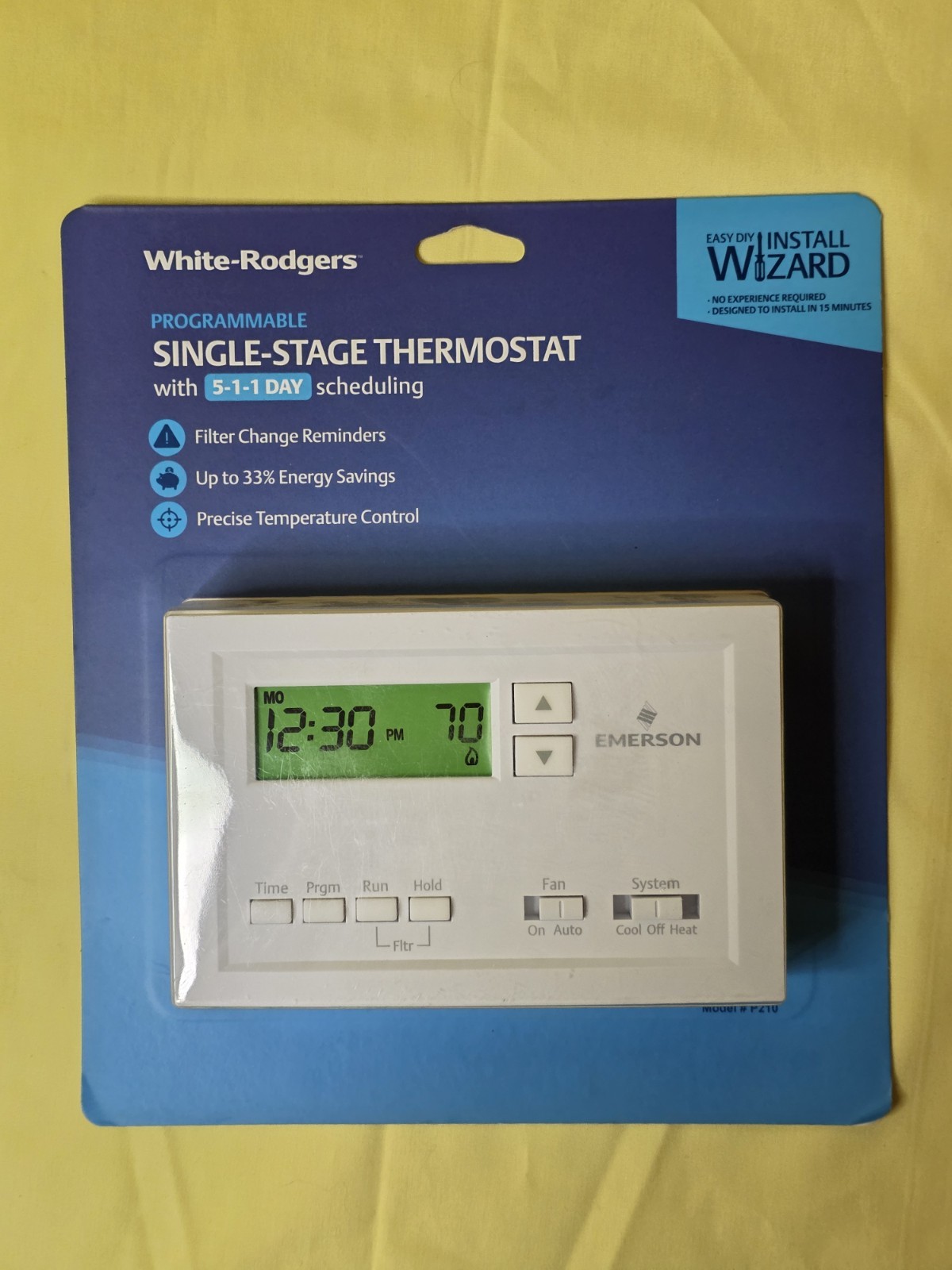 New Emerson P210 ~ Single Stage 5-1-1 Day Programmable Thermostat