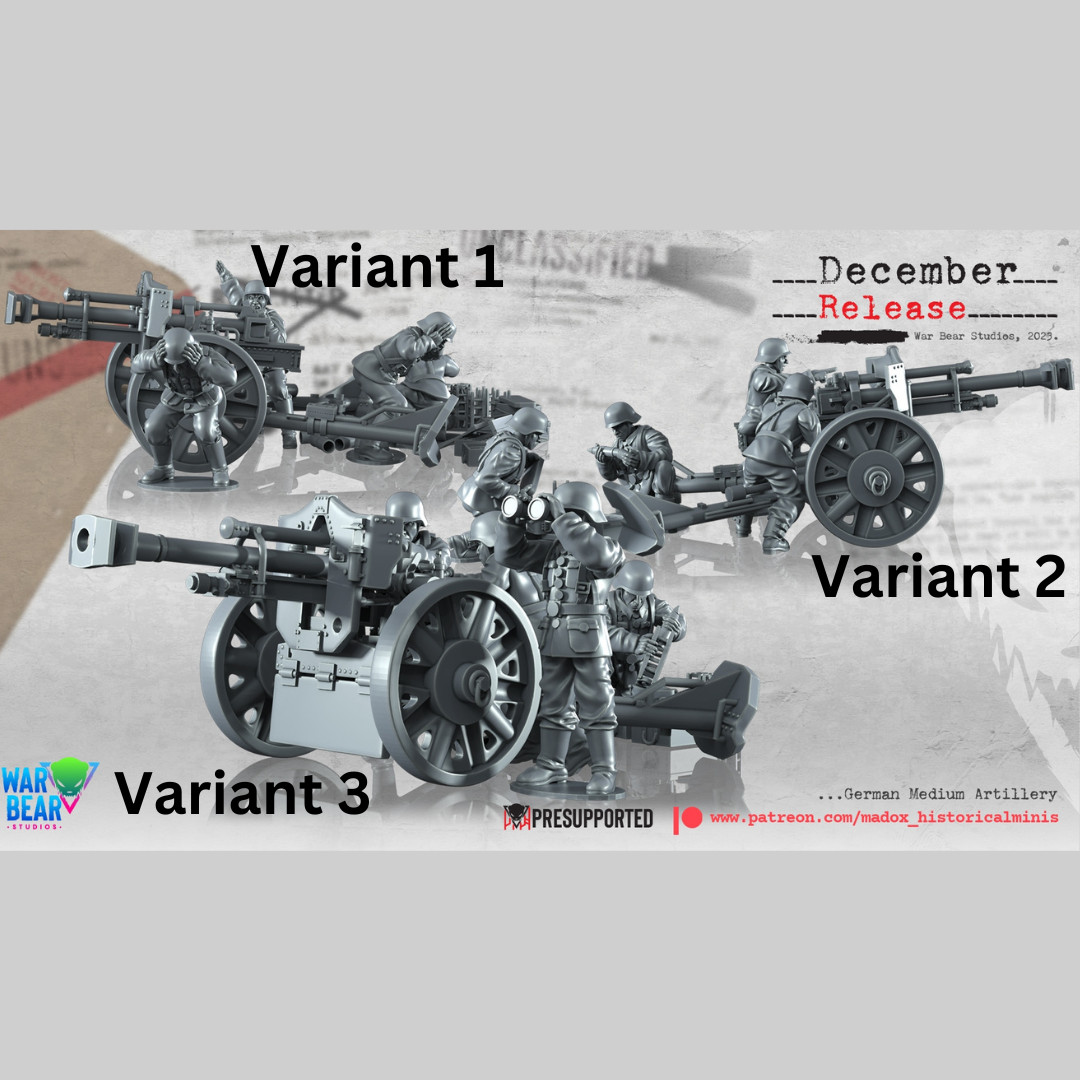 BattleCat Miniatures WW2 German Medium Artillery Bolt Action WWII 20mm 28mm 35mm