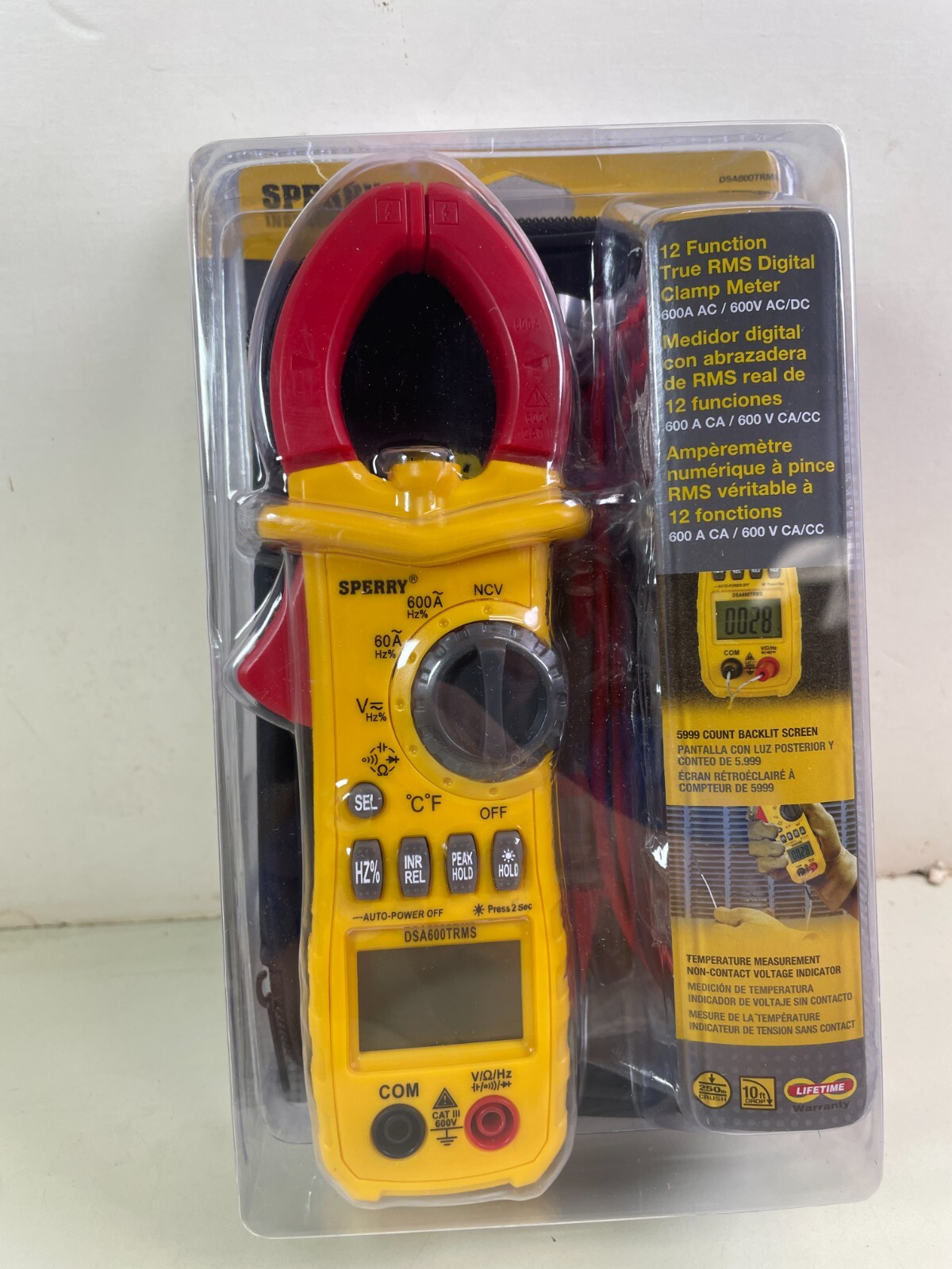 Sperry Digital Clamp Meter 12 Function True RMS 600A AC 600V AC/DC DSA600TRMS
