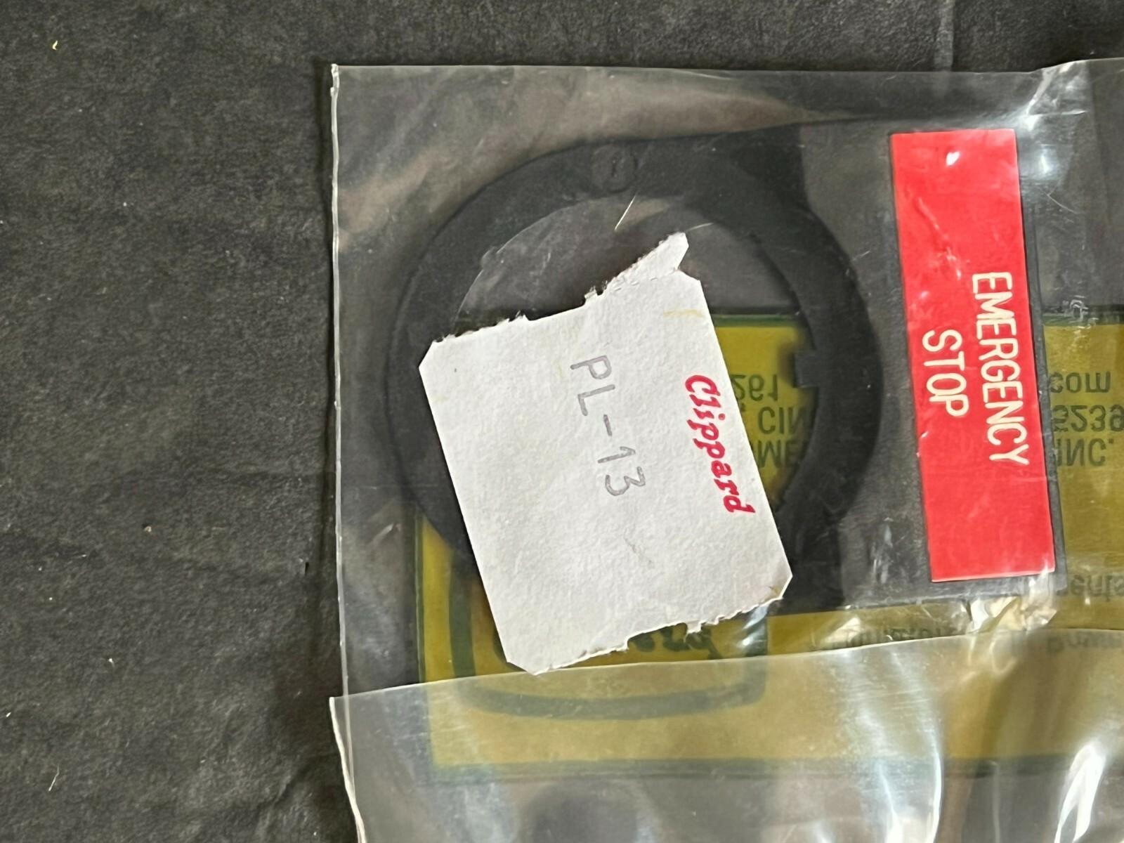 LOT OF 6 Clippard Minimatic PL13 METAL RED EMERGENCY STOP TAG/LABEL